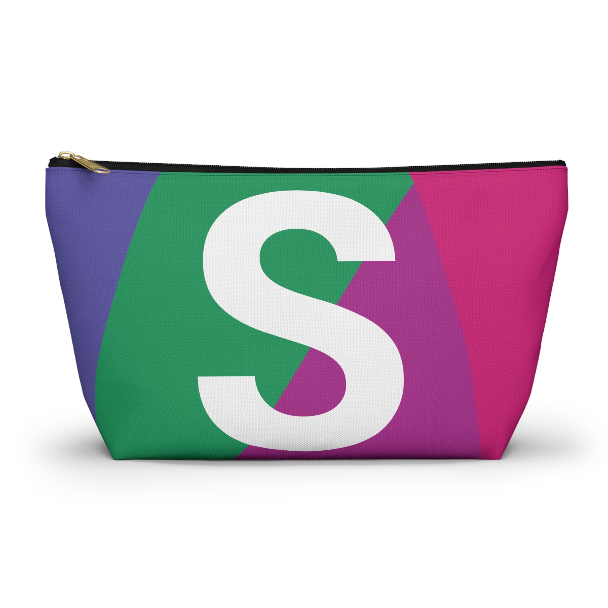 Initials Colorblock Accessory Pouch — Monogram S T-Bottom Cosmetic Bag