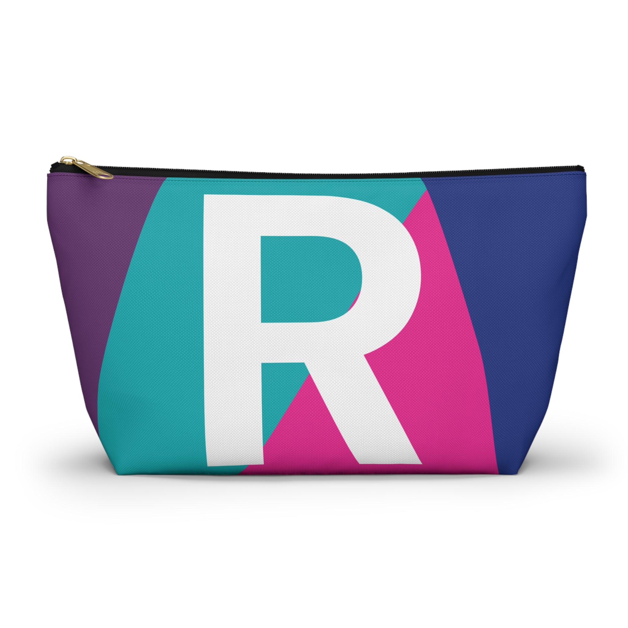 Initials Colorblock Accessory Pouch — Monogram R T-Bottom Cosmetic Bag