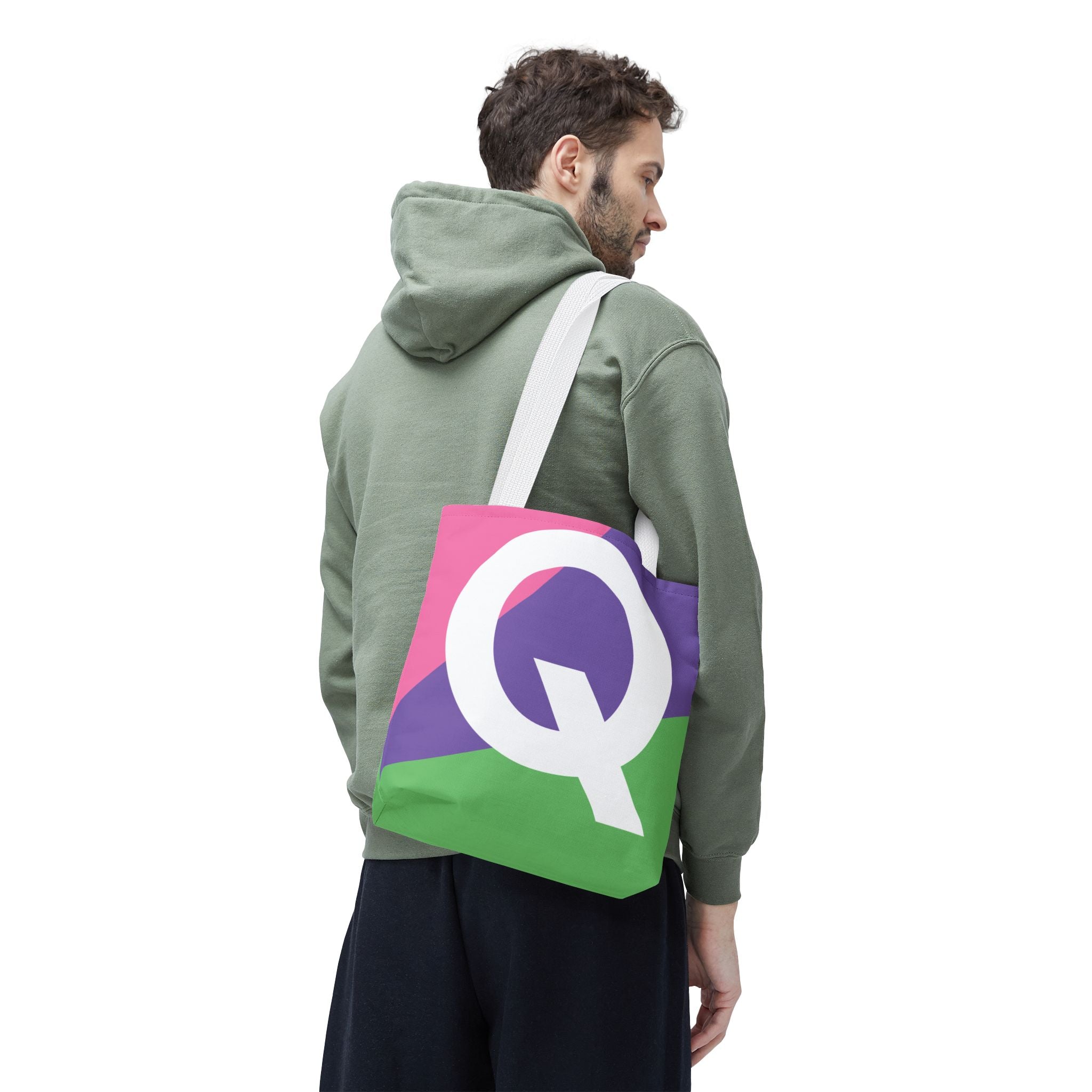 Monogram 'Q' Colorblock Tote Bag — Personalized Initial Q Shoulder Tote