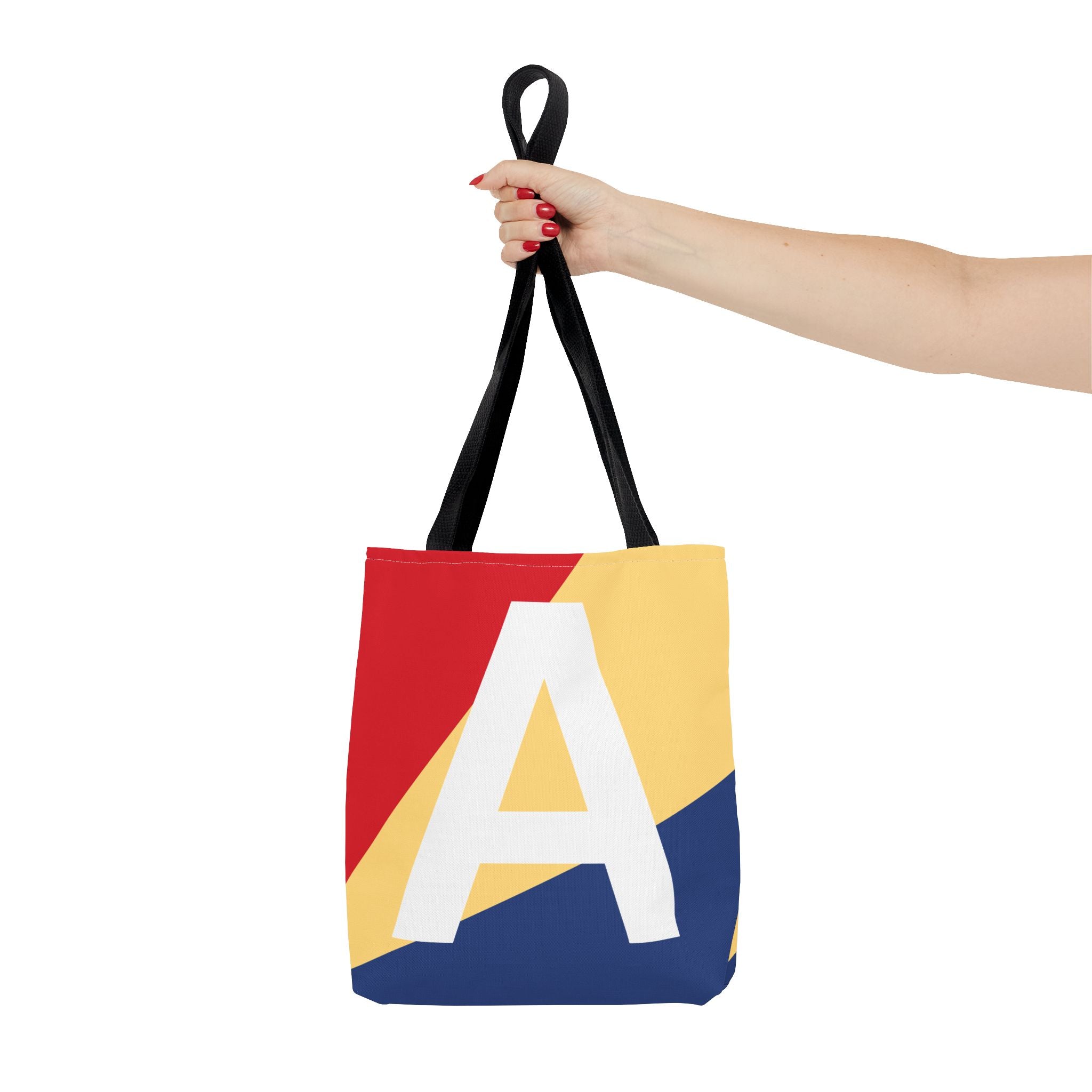 Monogram 'A' Colorblock Tote Bag — Personalized Initial A Shoulder Tote