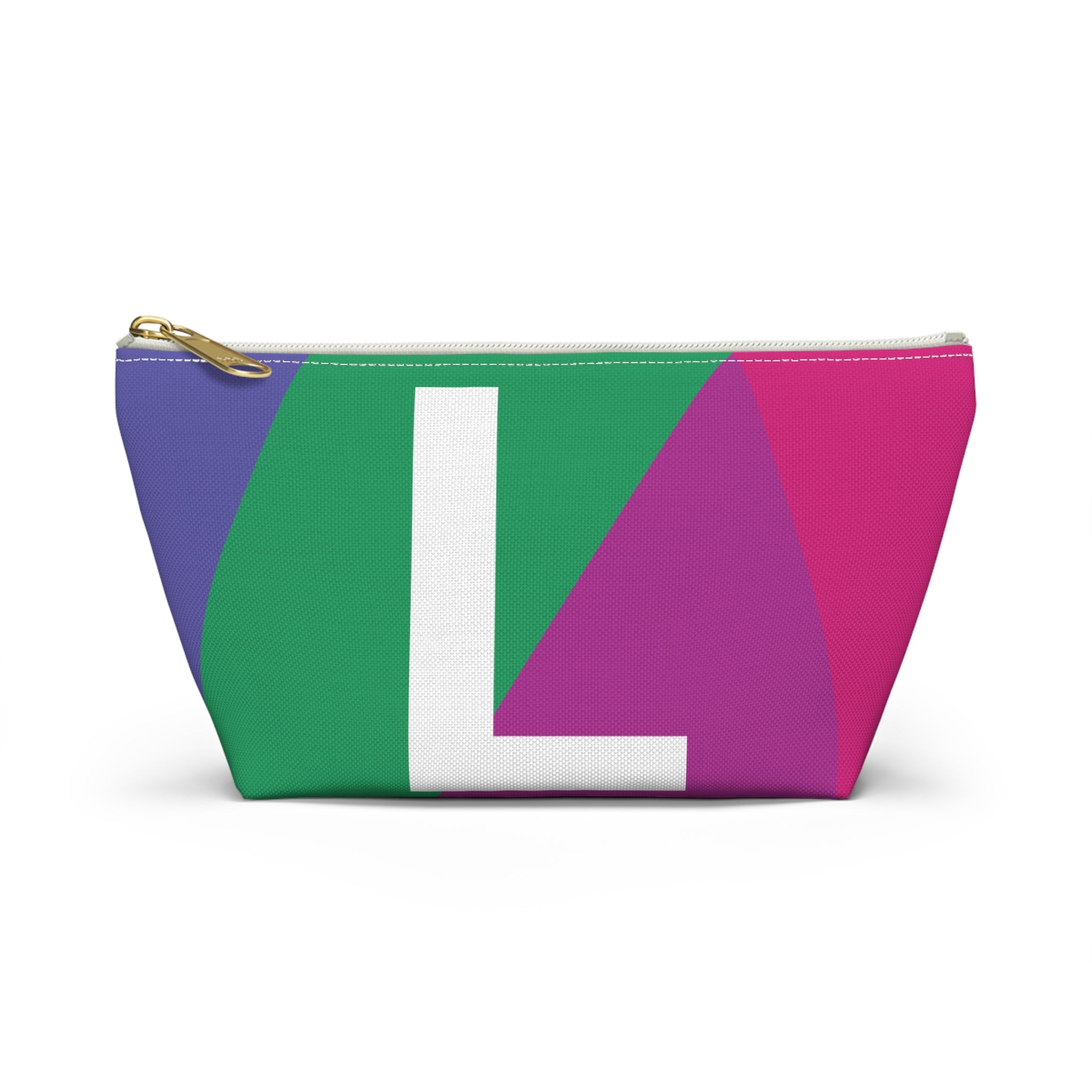 Initials Colorblock Accessory Pouch — Monogram L T-Bottom Cosmetic Bag