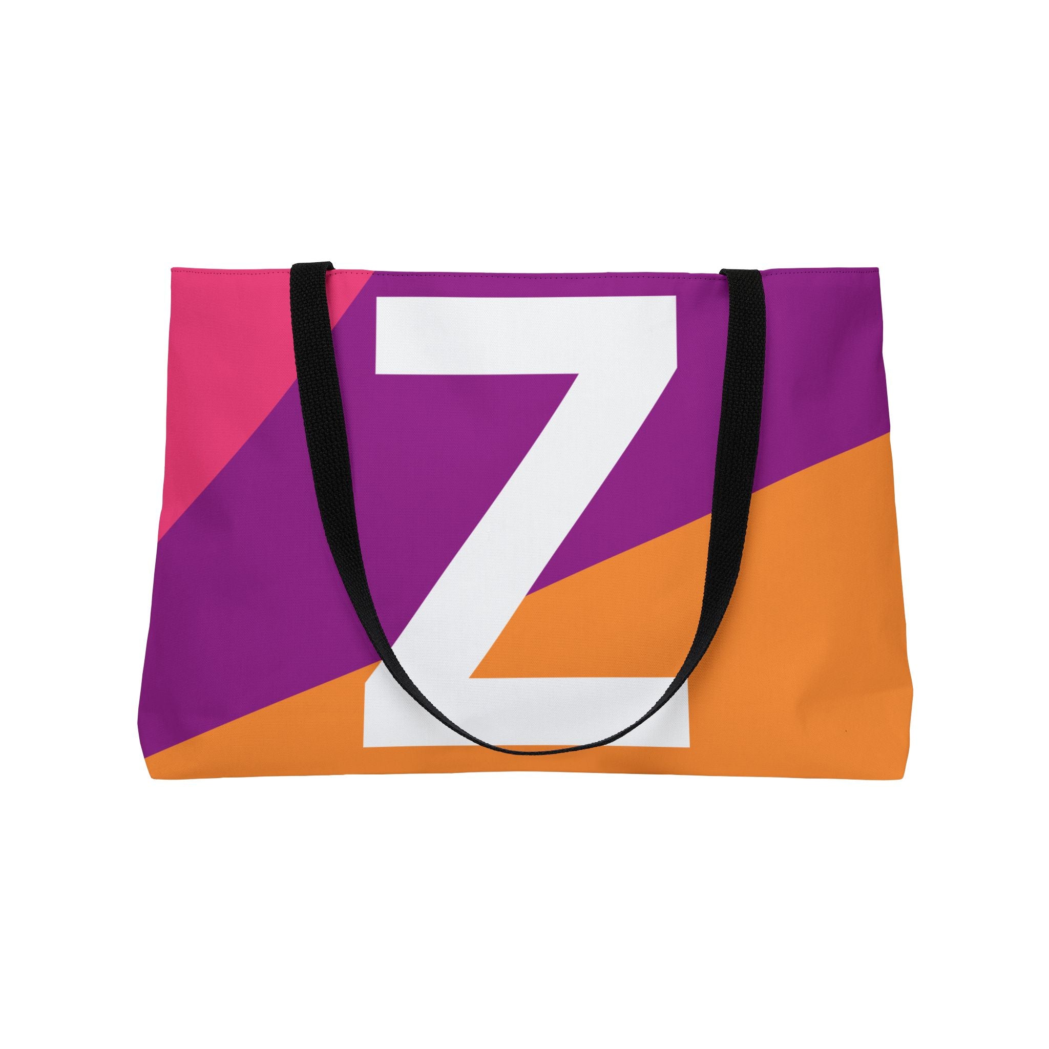 Personalized 'Z' Colorblock Tote Bag — Monogram Weekender Tote