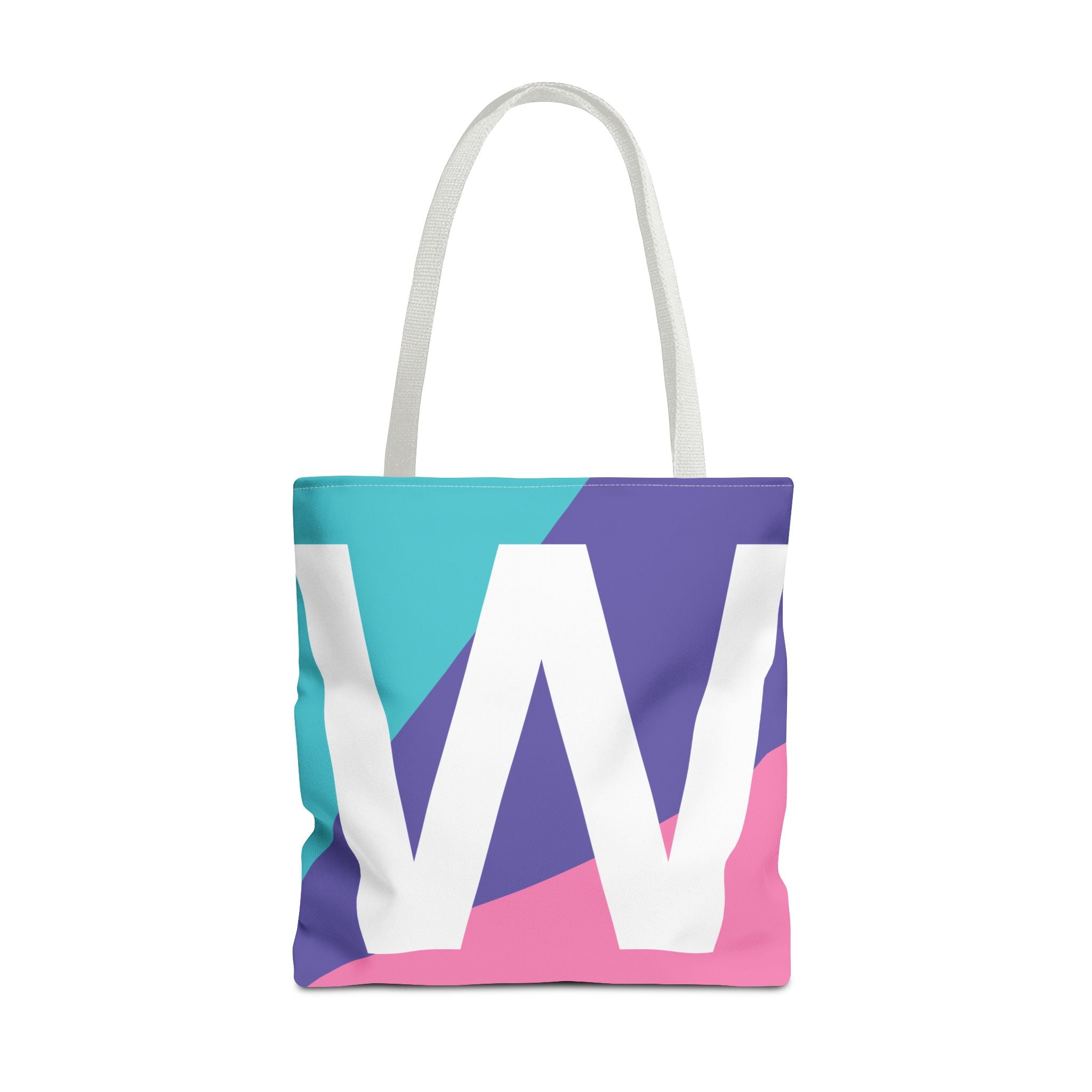 Monogram 'W' Colorblock Tote Bag — Personalized Initial W Shoulder Tote