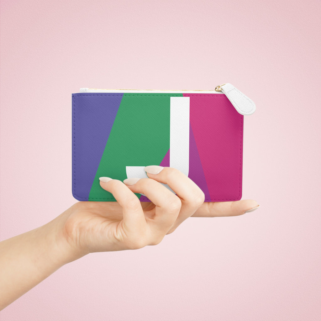 Initial J Mini Clutch — Colorblock Monogram Wristlet Wallet