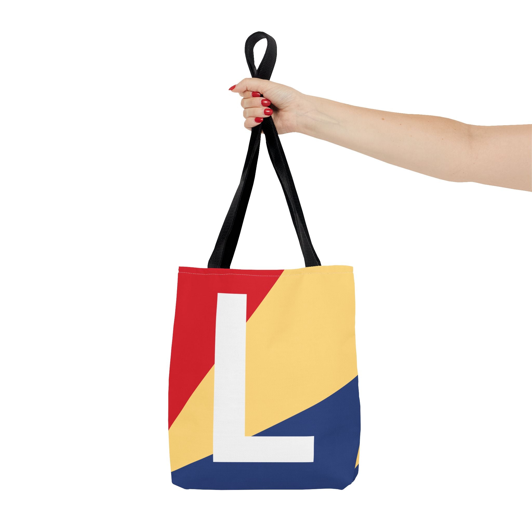 Monogram 'L' Colorblock Tote Bag — Personalized Initial L Shoulder Tote