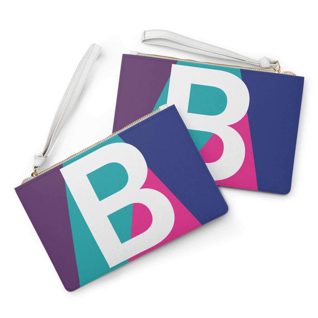 Monogram 'B' Colorblock Clutch Bag — Bold Geometric Wristlet for Everyday & Gifts