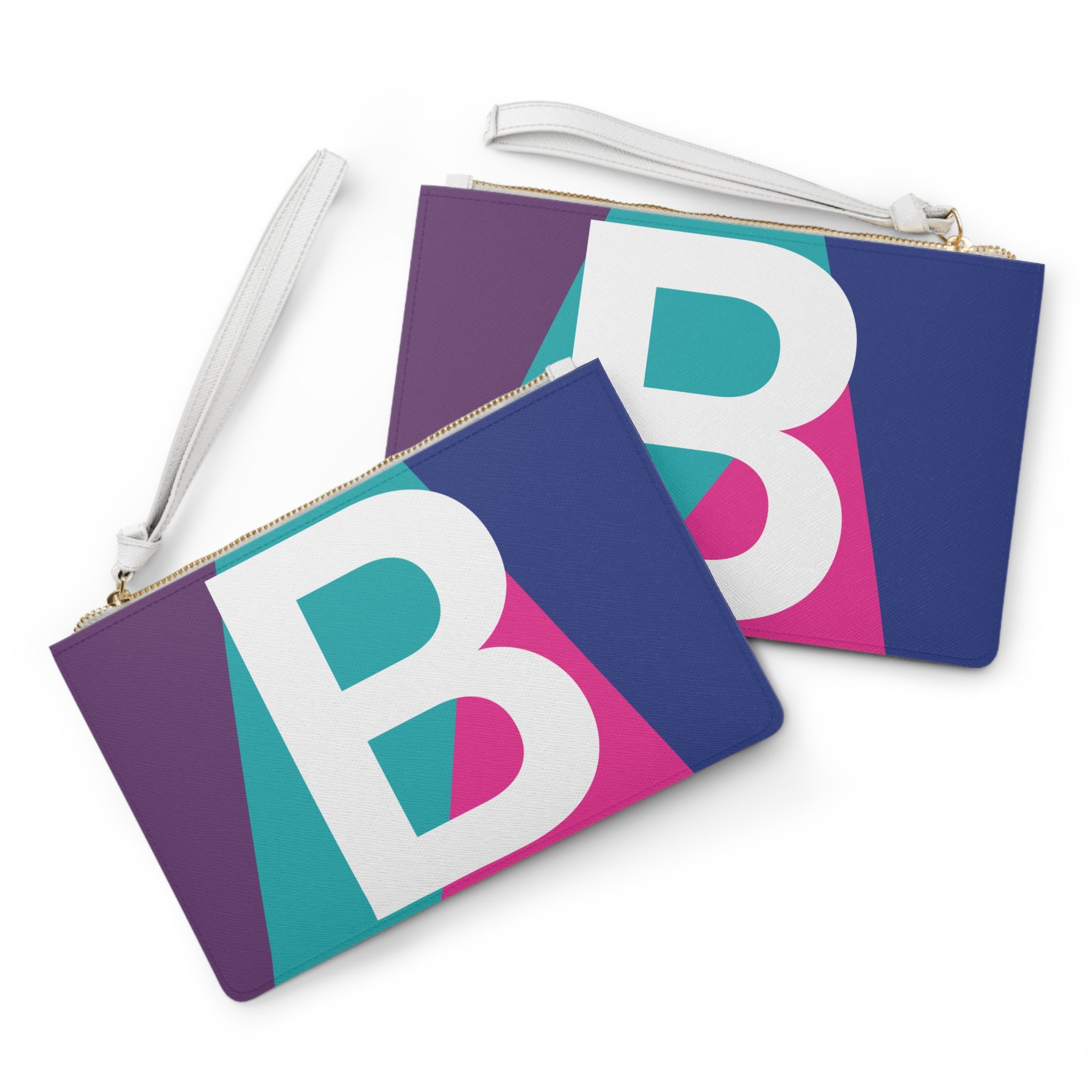 Monogram 'B' Colorblock Clutch Bag — Bold Geometric Wristlet for Everyday & Gifts