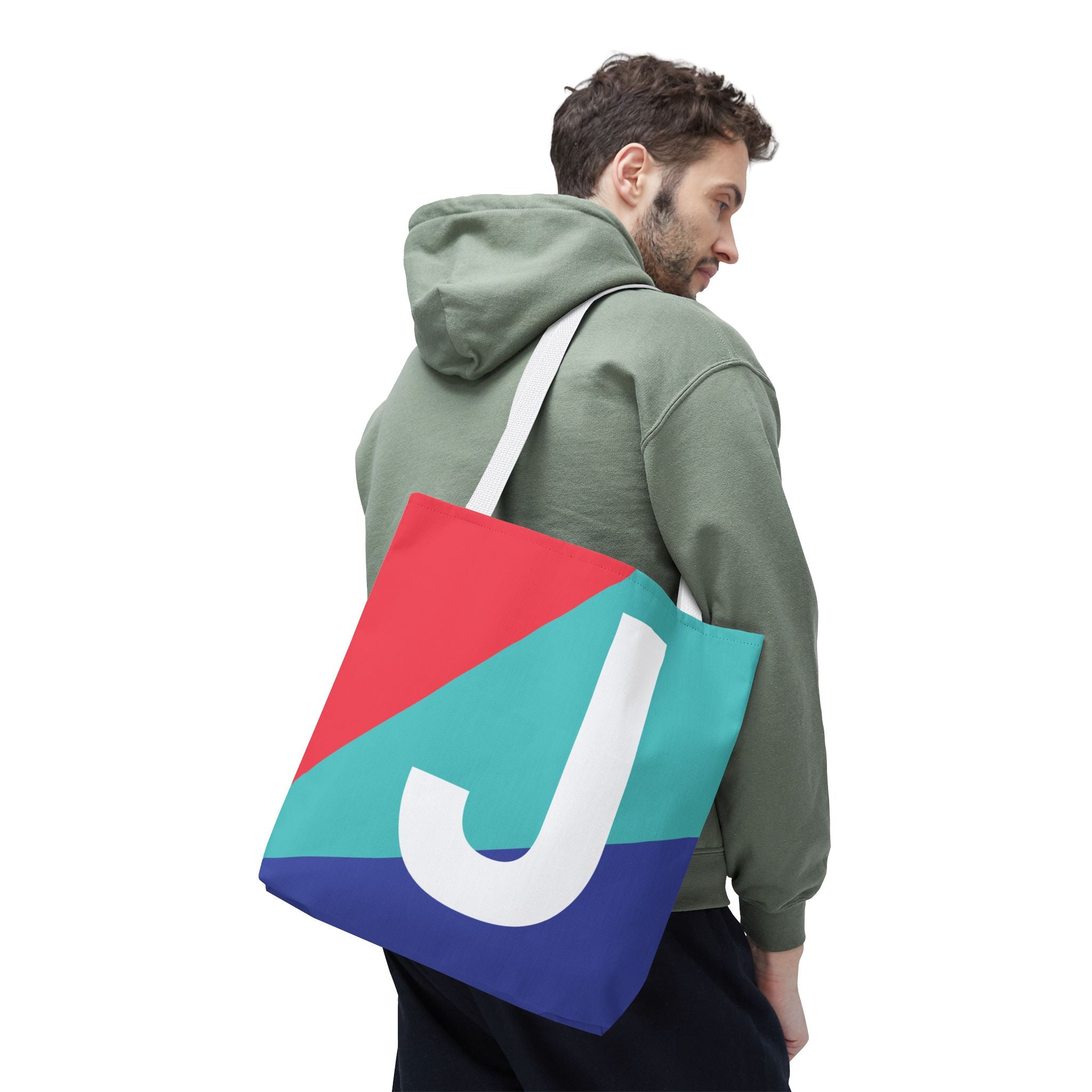 Monogram 'J' Colorblock Tote Bag — Personalized Initial J Shoulder Tote