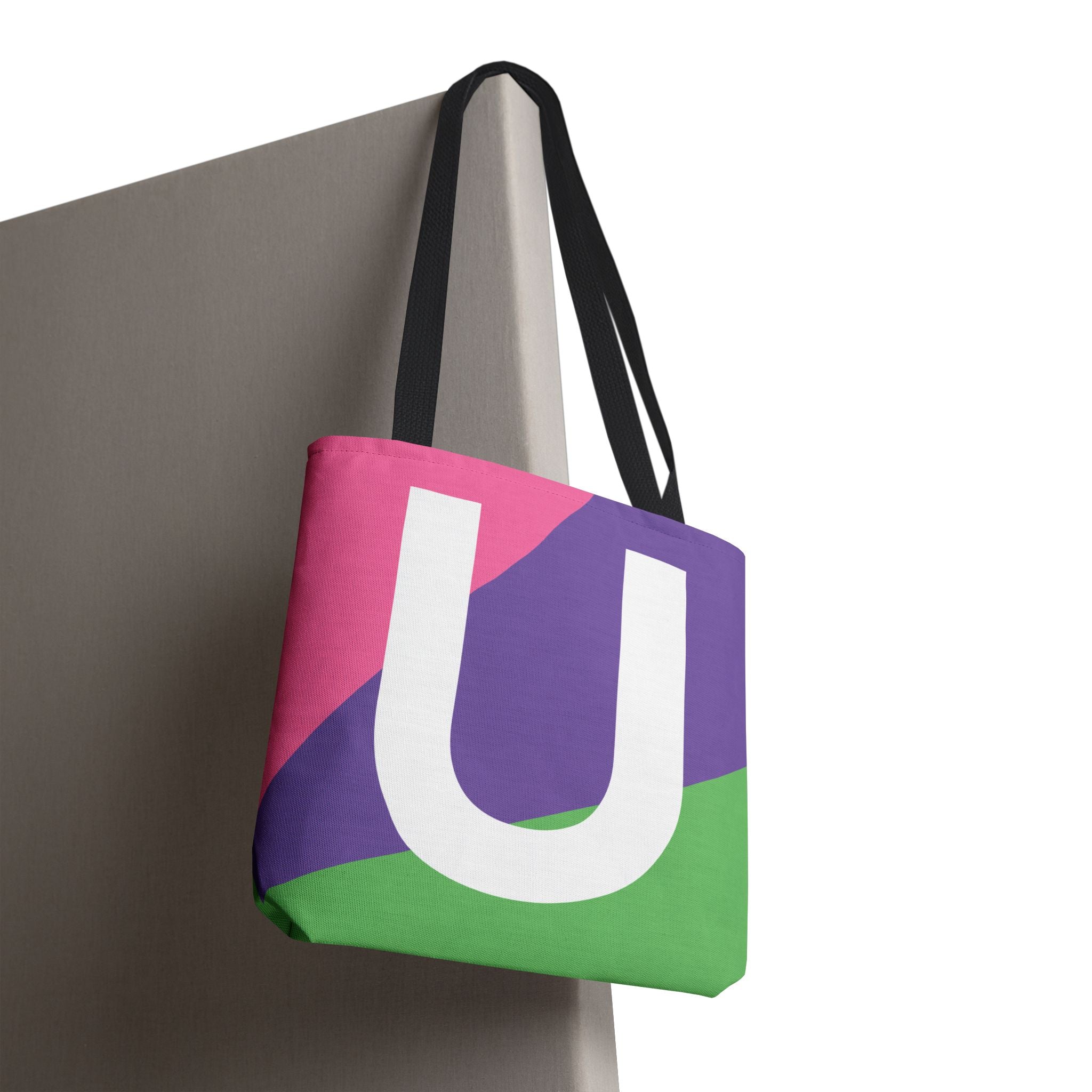 Monogram 'U' Colorblock Tote Bag — Personalized Initial U Shoulder Tote