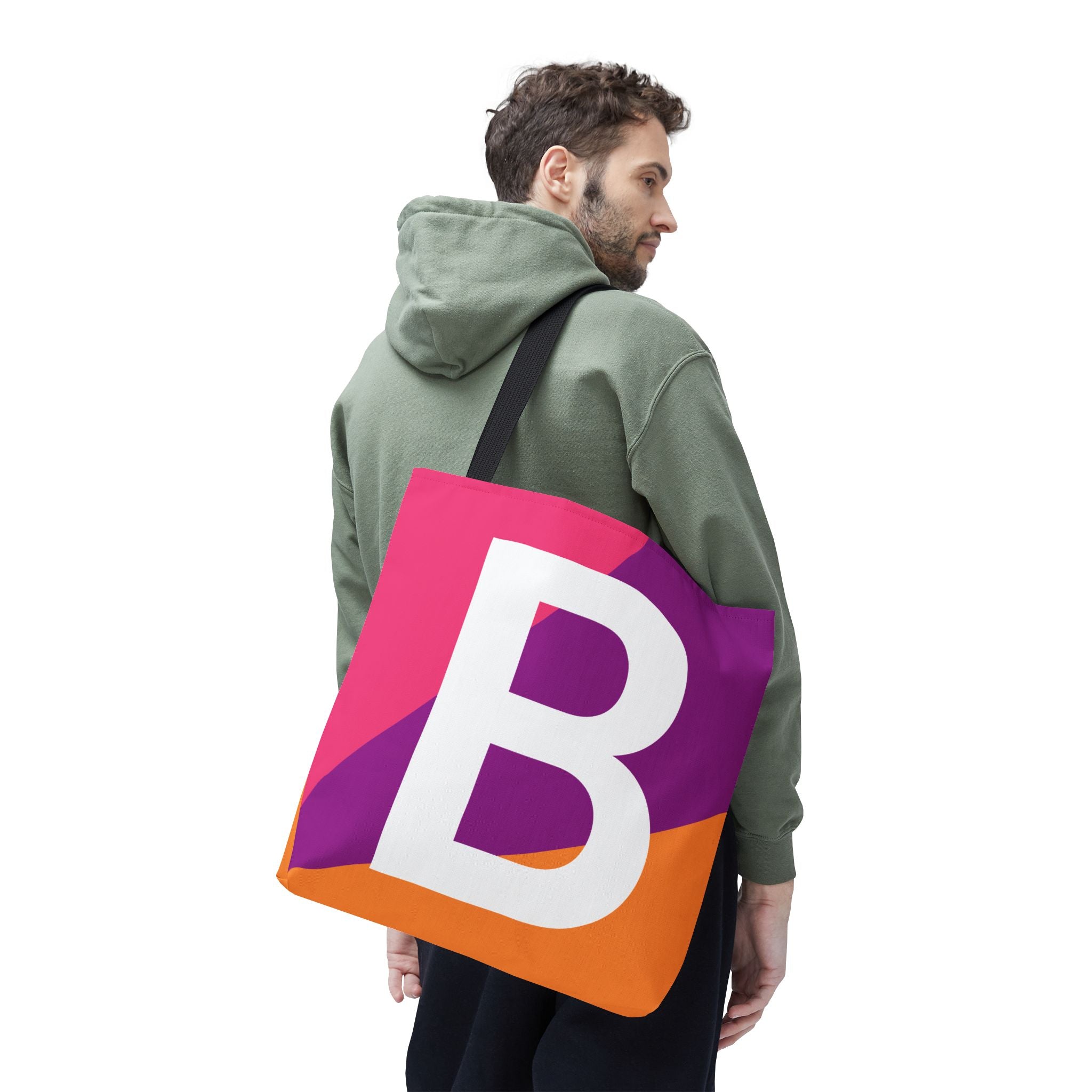 Monogram 'B' Colorblock Tote Bag — Personalized Initial B Shoulder Tote