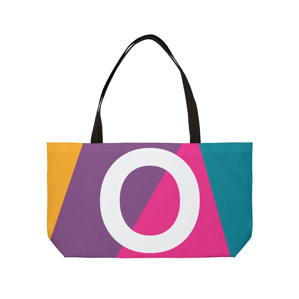 Personalized 'O' Colorblock Tote Bag — Monogram Weekender Tote