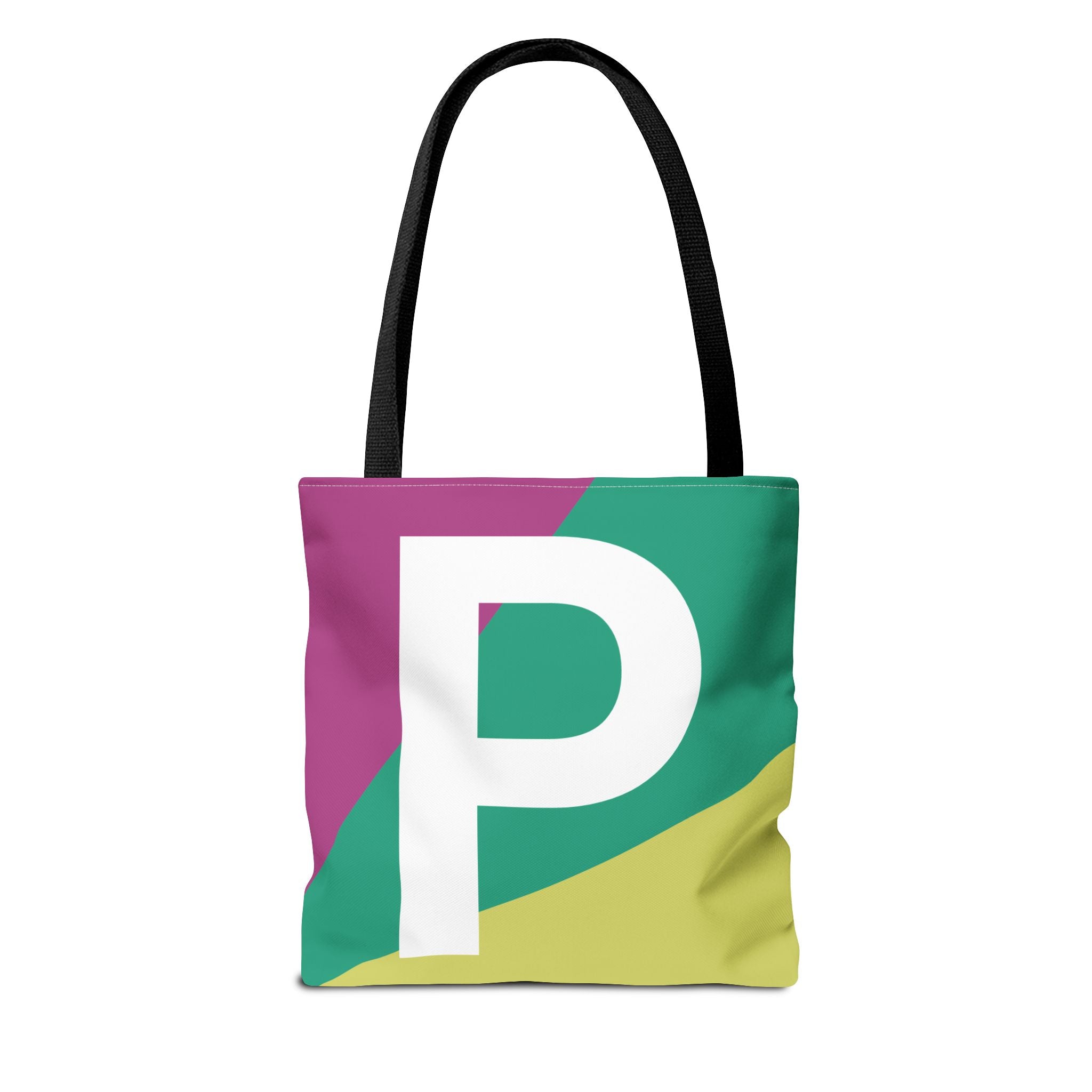 Monogram 'P' Colorblock Tote Bag — Personalized Initial P Shoulder Tote