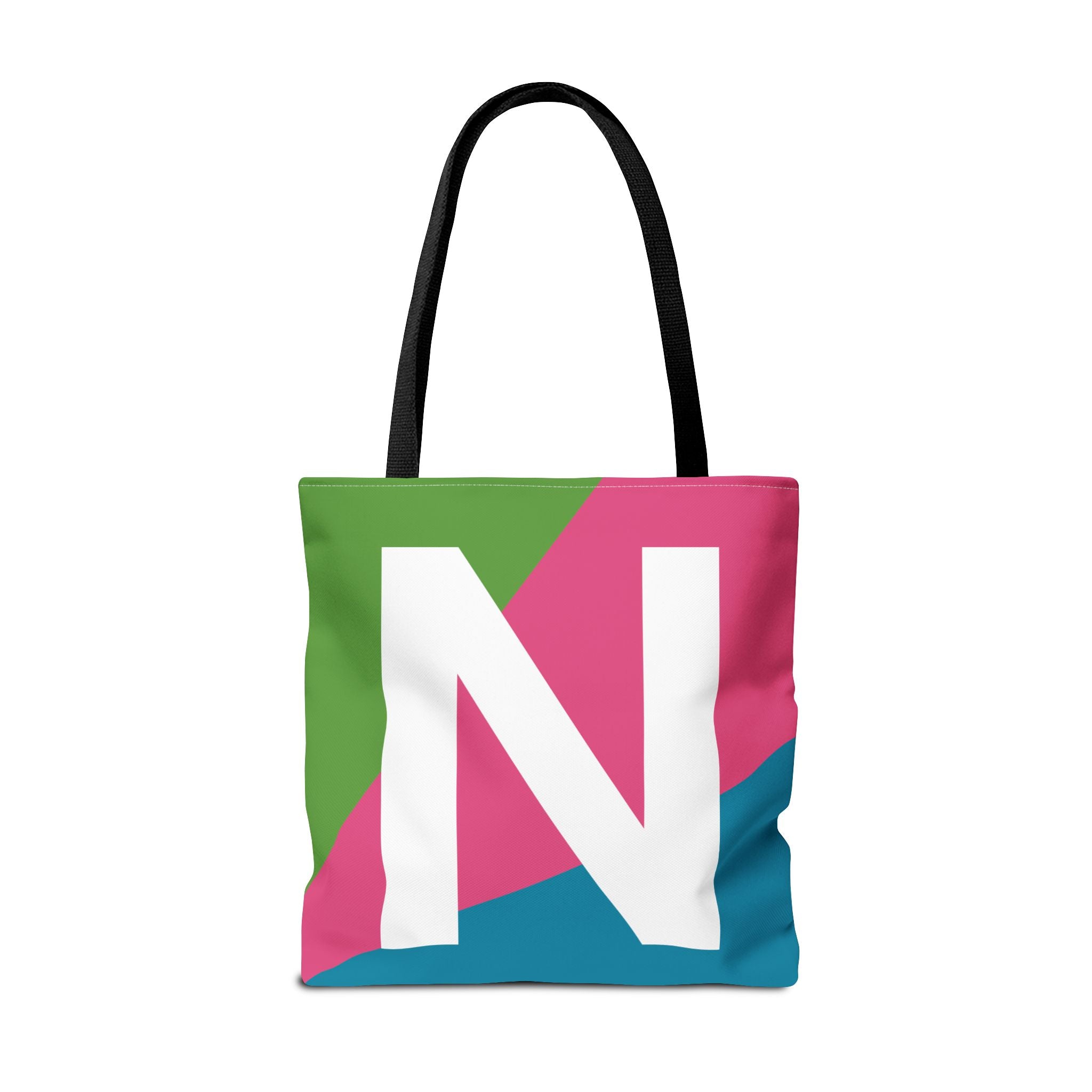 Monogram 'N' Colorblock Tote Bag — Personalized Initial N Shoulder Tote