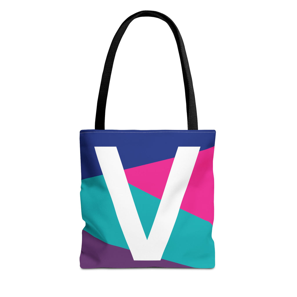 Monogram 'V' Colorblock Tote Bag — Personalized Initial V Shoulder Tote