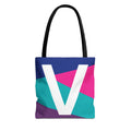 Monogram 'V' Colorblock Tote Bag — Personalized Initial V Shoulder Tote