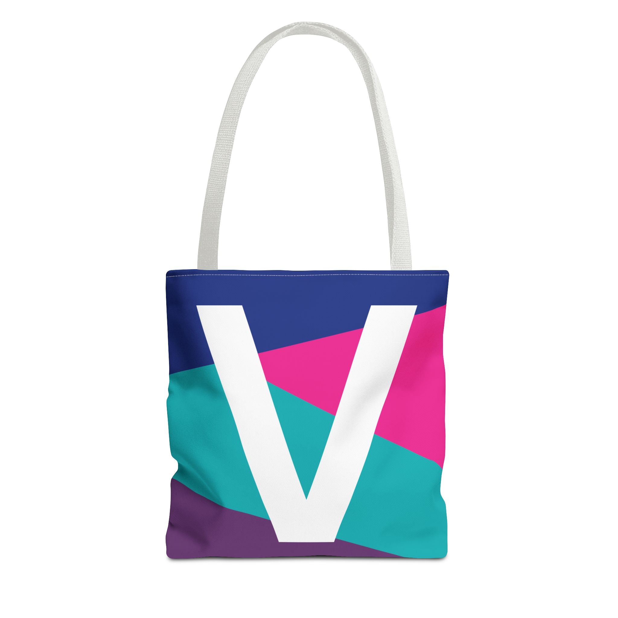 Monogram 'V' Colorblock Tote Bag — Personalized Initial V Shoulder Tote