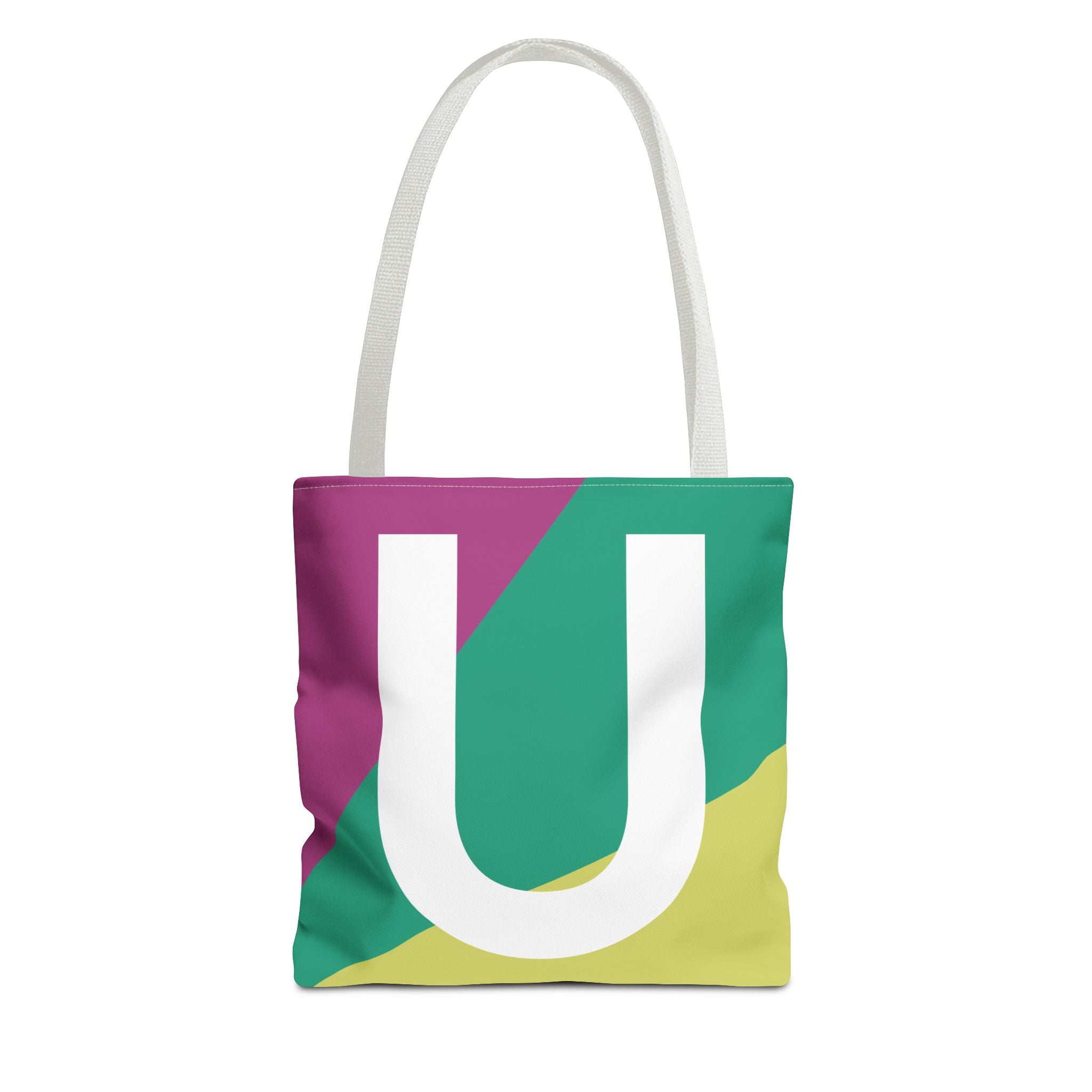Monogram 'U' Colorblock Tote Bag — Personalized Initial U Shoulder Tote