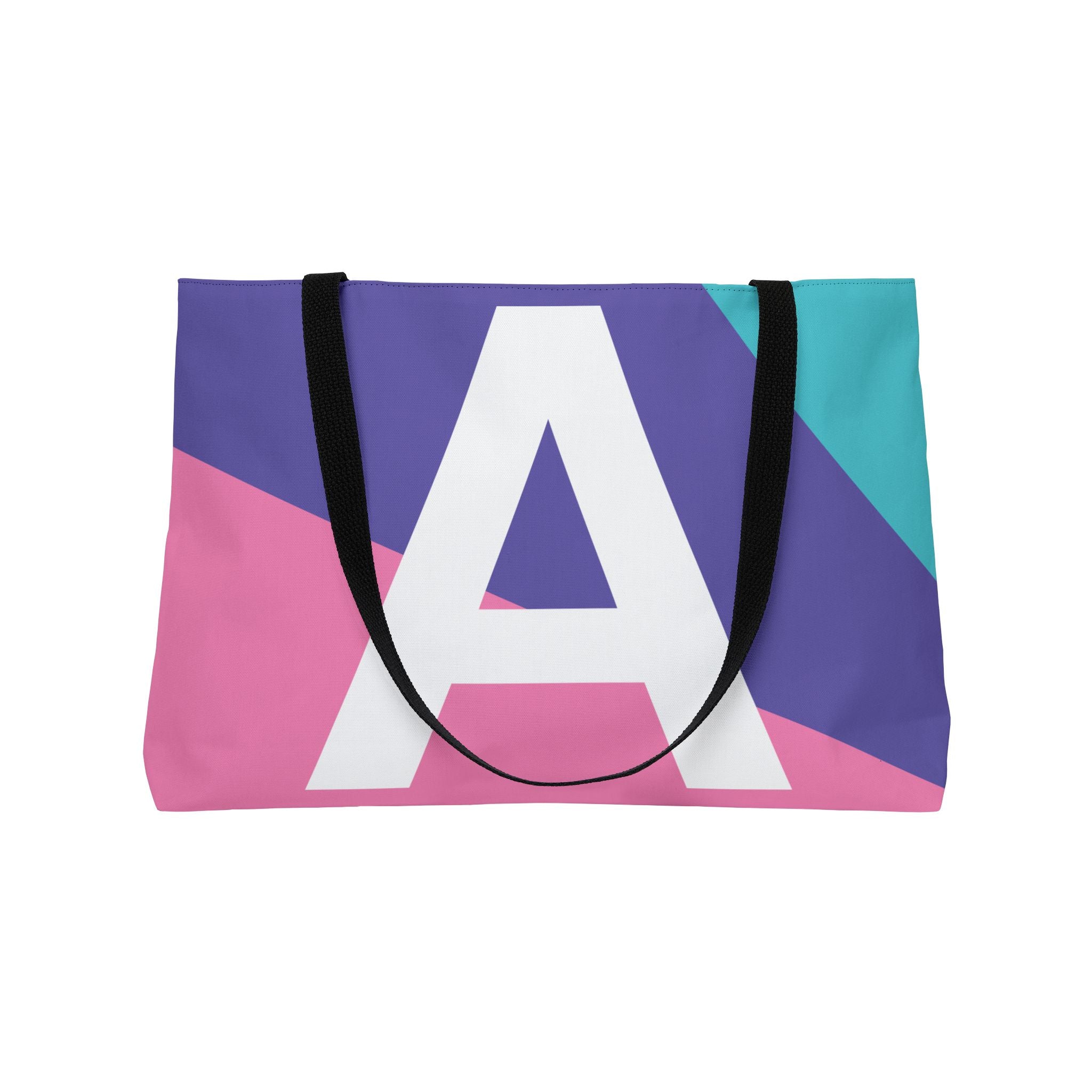 Personalized 'A' Colorblock Tote Bag — Monogram Weekender Tote