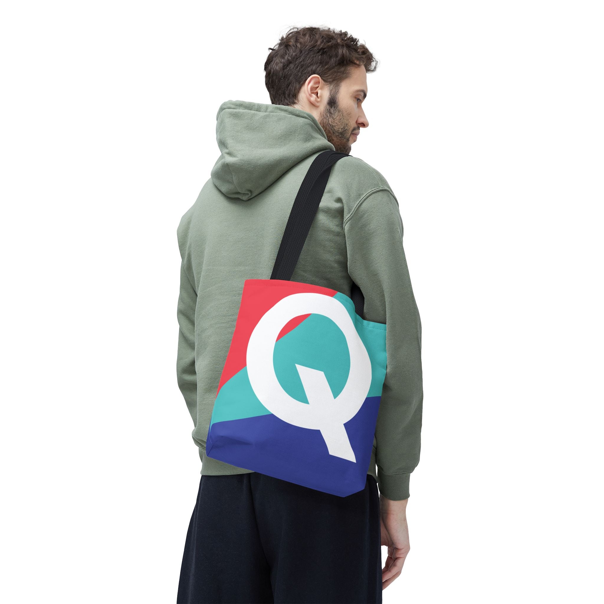 Monogram 'Q' Colorblock Tote Bag — Personalized Initial Q Shoulder Tote