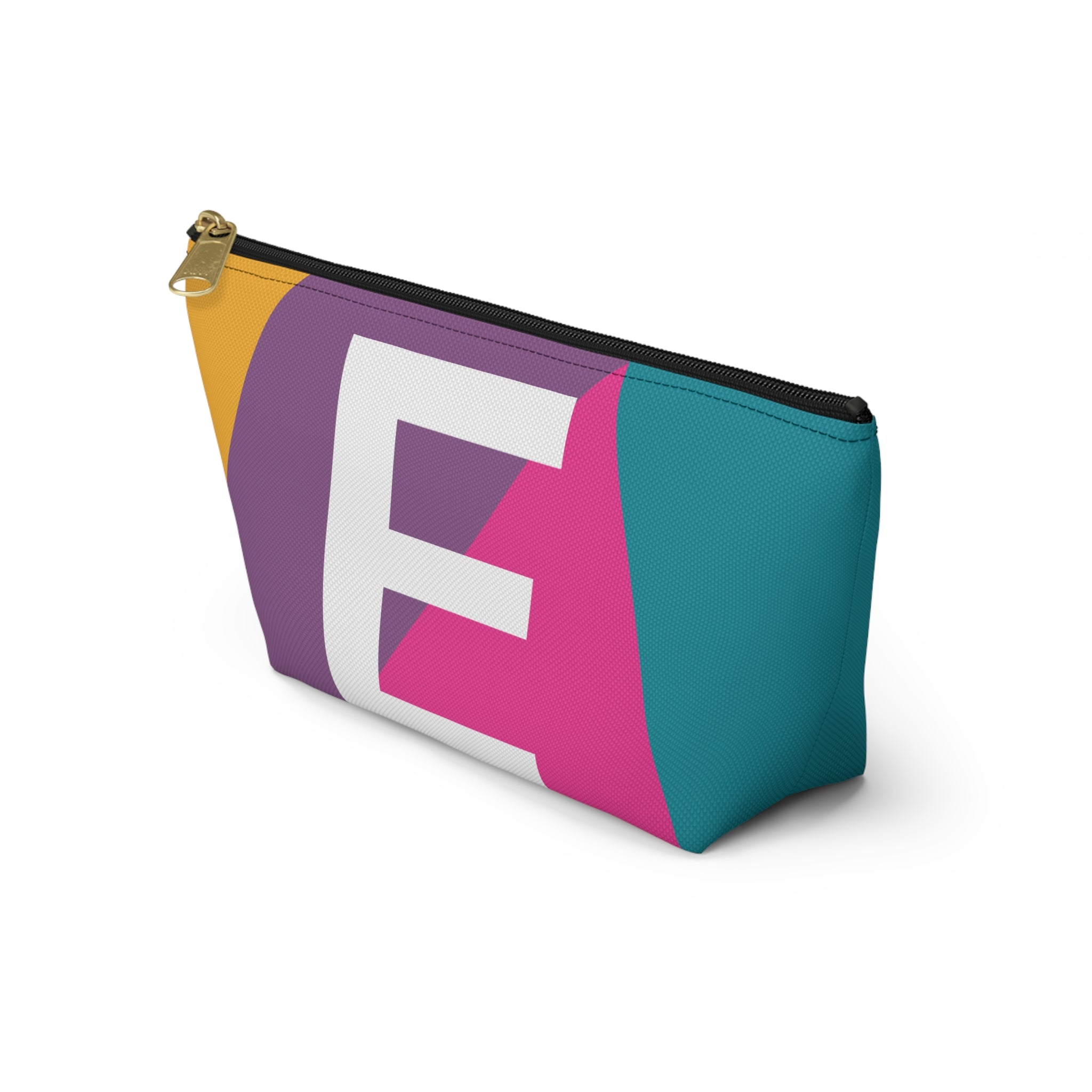 Initials Colorblock Accessory Pouch — Monogram E T-Bottom Cosmetic Bag