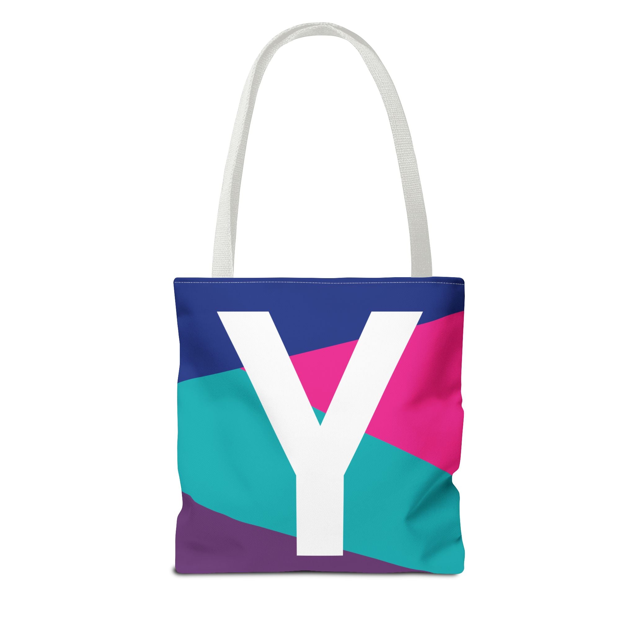 Monogram 'Y' Colorblock Tote Bag — Personalized Initial Y Shoulder Tote
