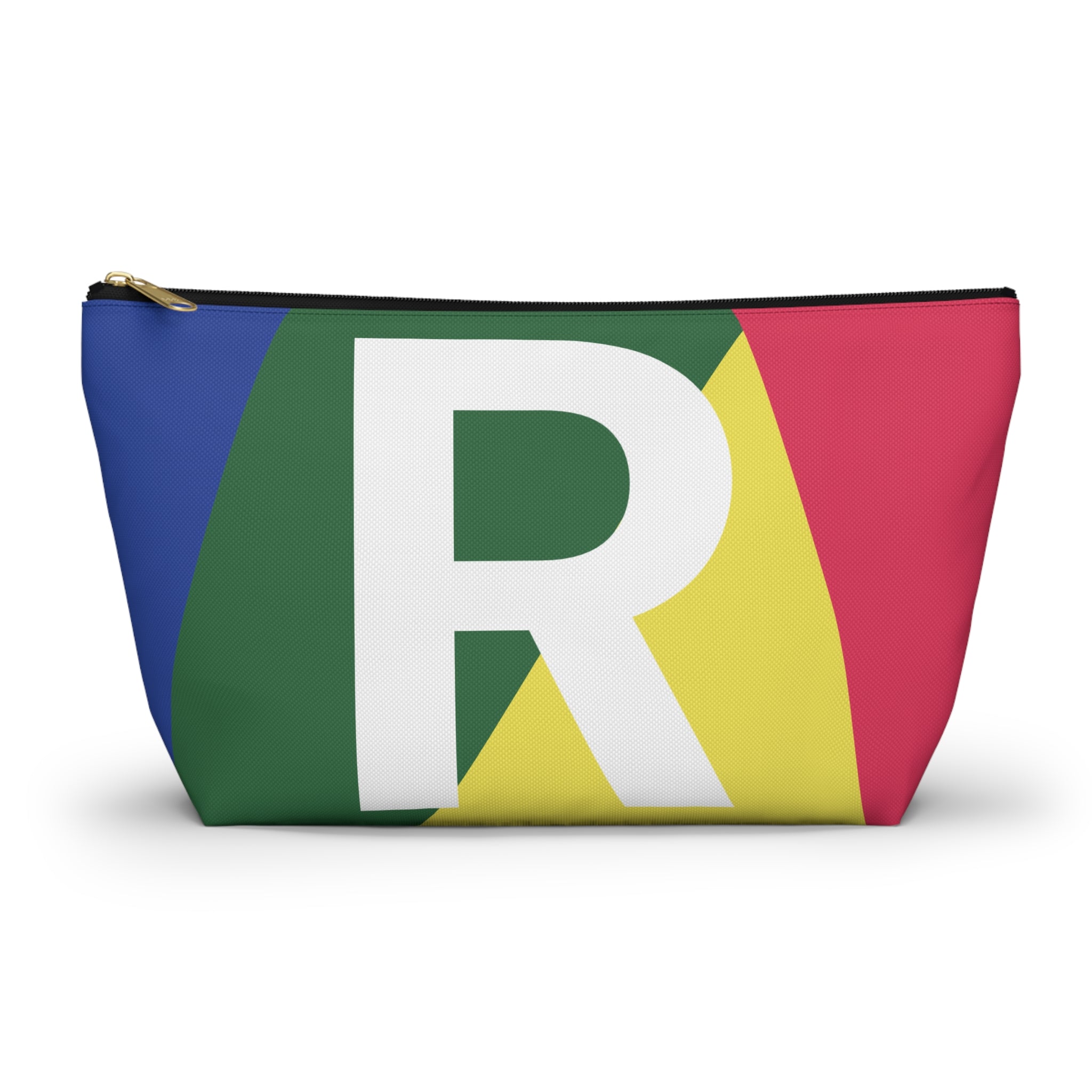 Initials Colorblock Accessory Pouch — Monogram R T-Bottom Cosmetic Bag