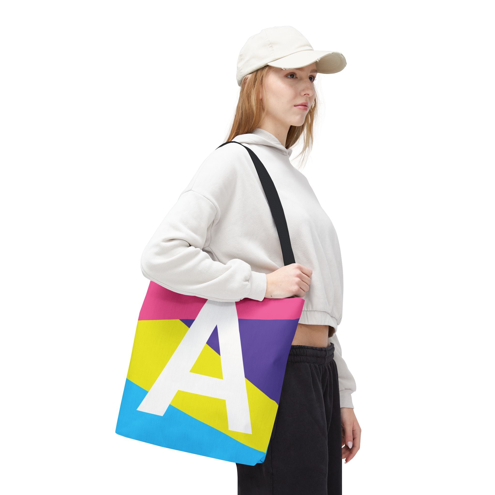 Monogram 'A' Colorblock Tote Bag — Personalized Initial A Shoulder Tote