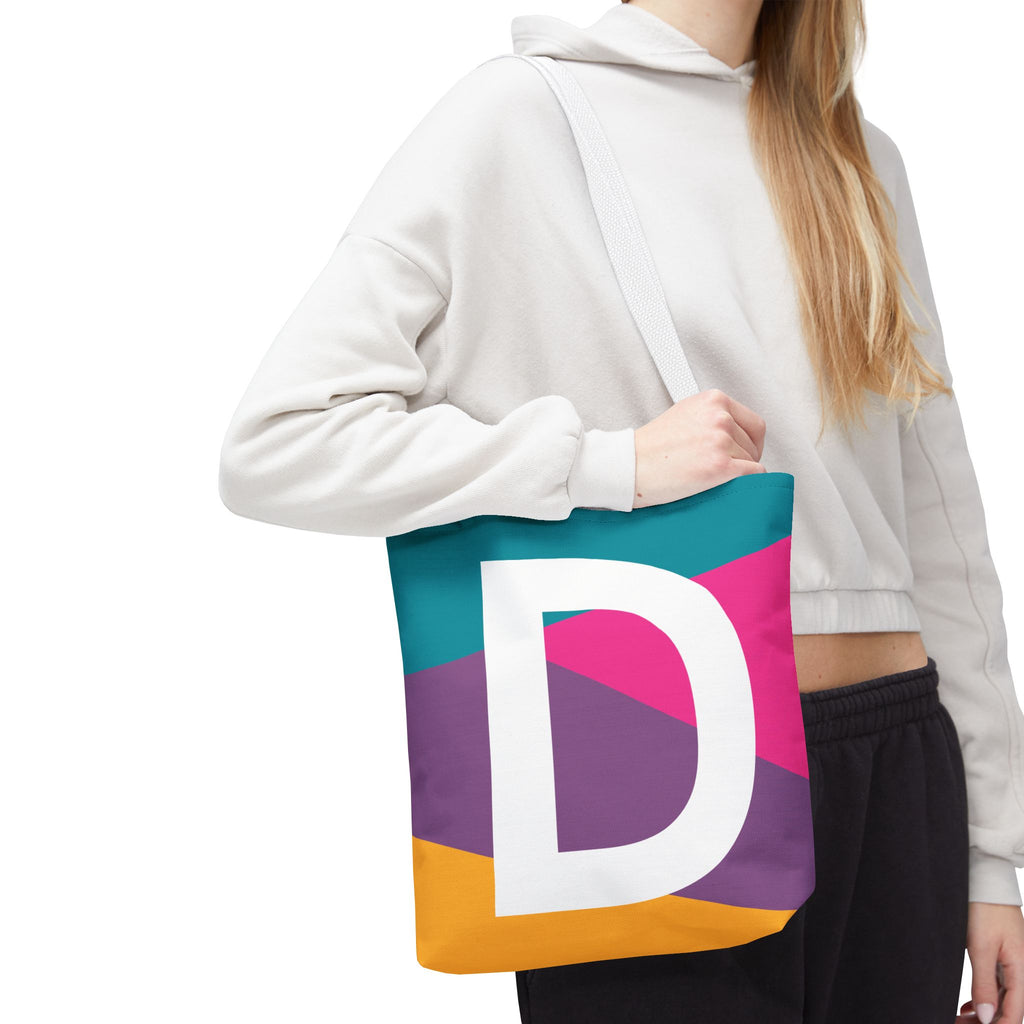 Monogram 'D' Colorblock Tote Bag — Personalized Initial D Shoulder Tote