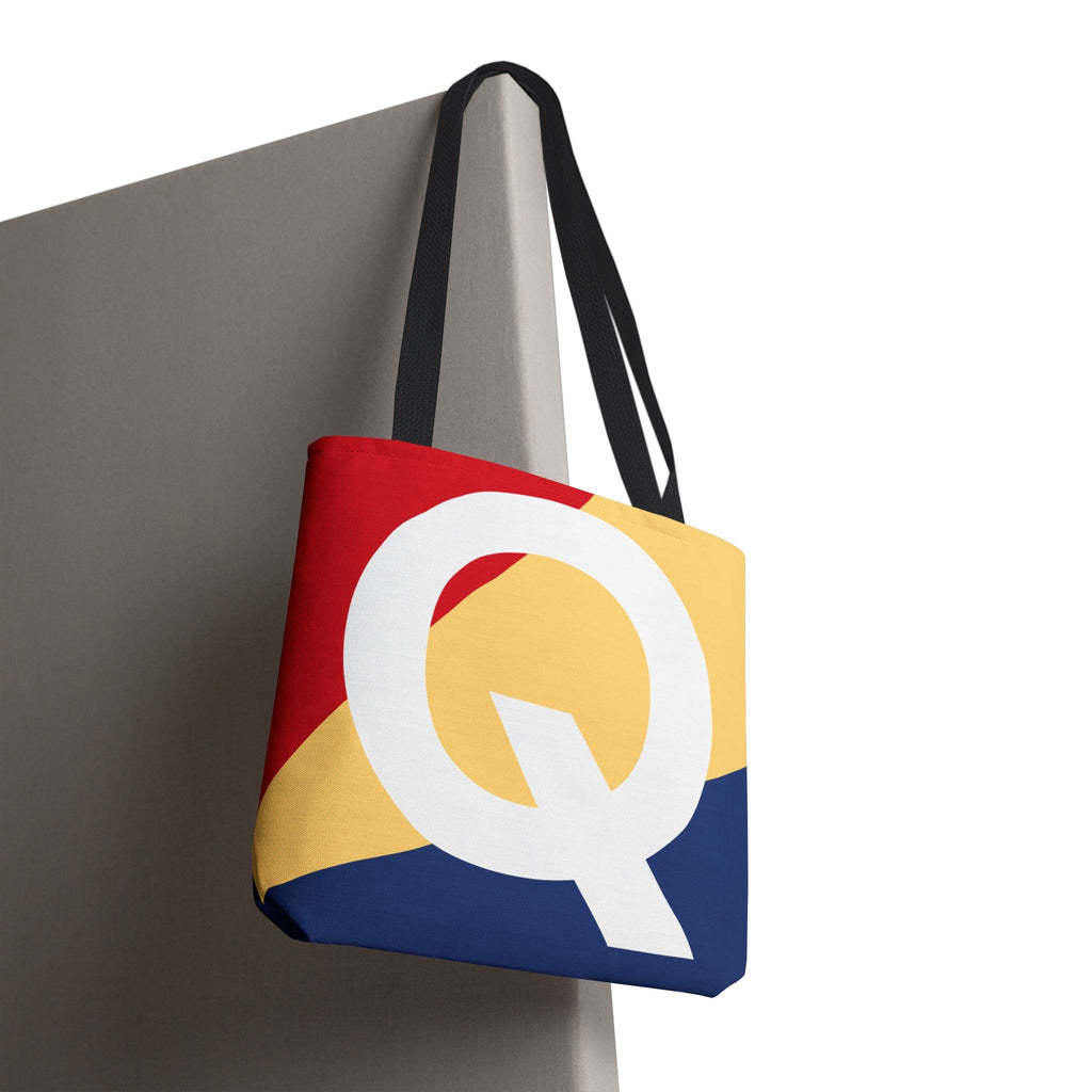 Monogram 'Q' Colorblock Tote Bag — Personalized Initial Q Shoulder Tote