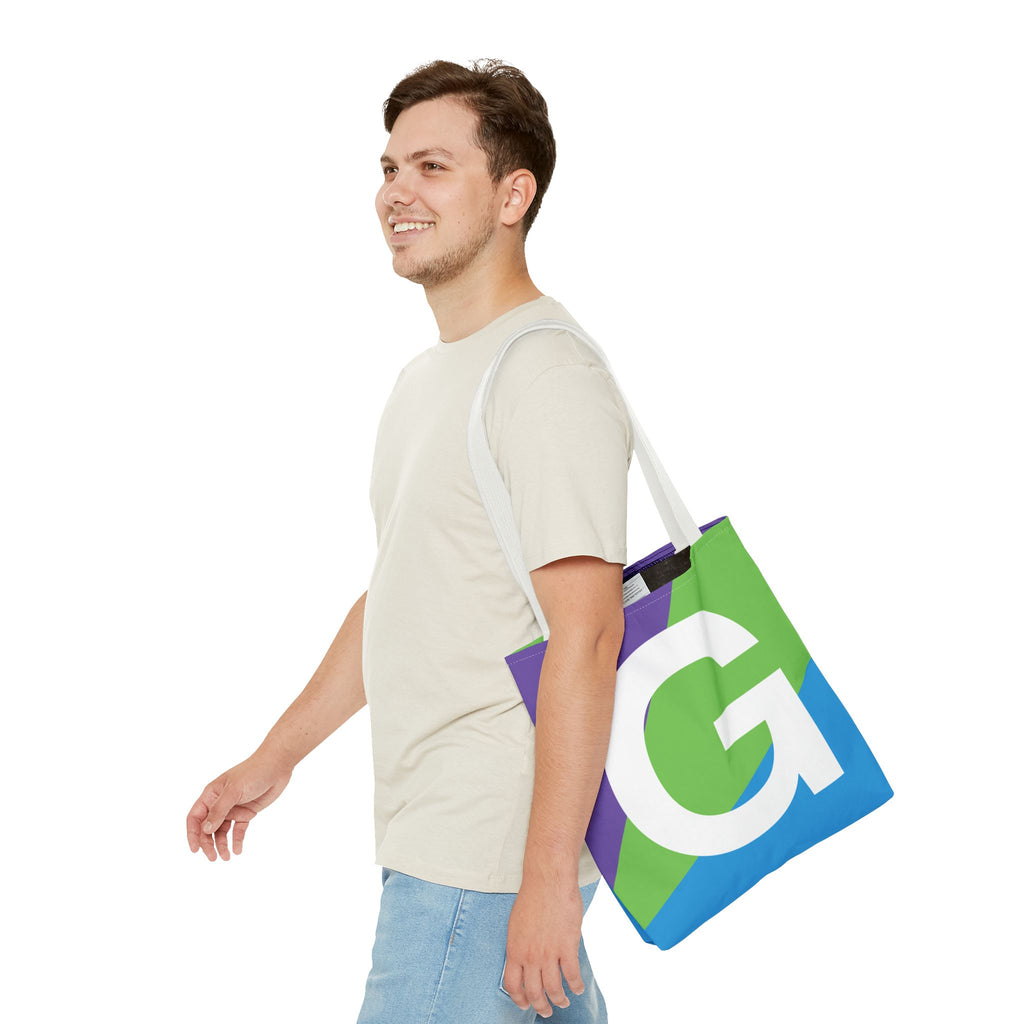 Monogram 'G' Colorblock Tote Bag — Personalized Initial G Shoulder Tote