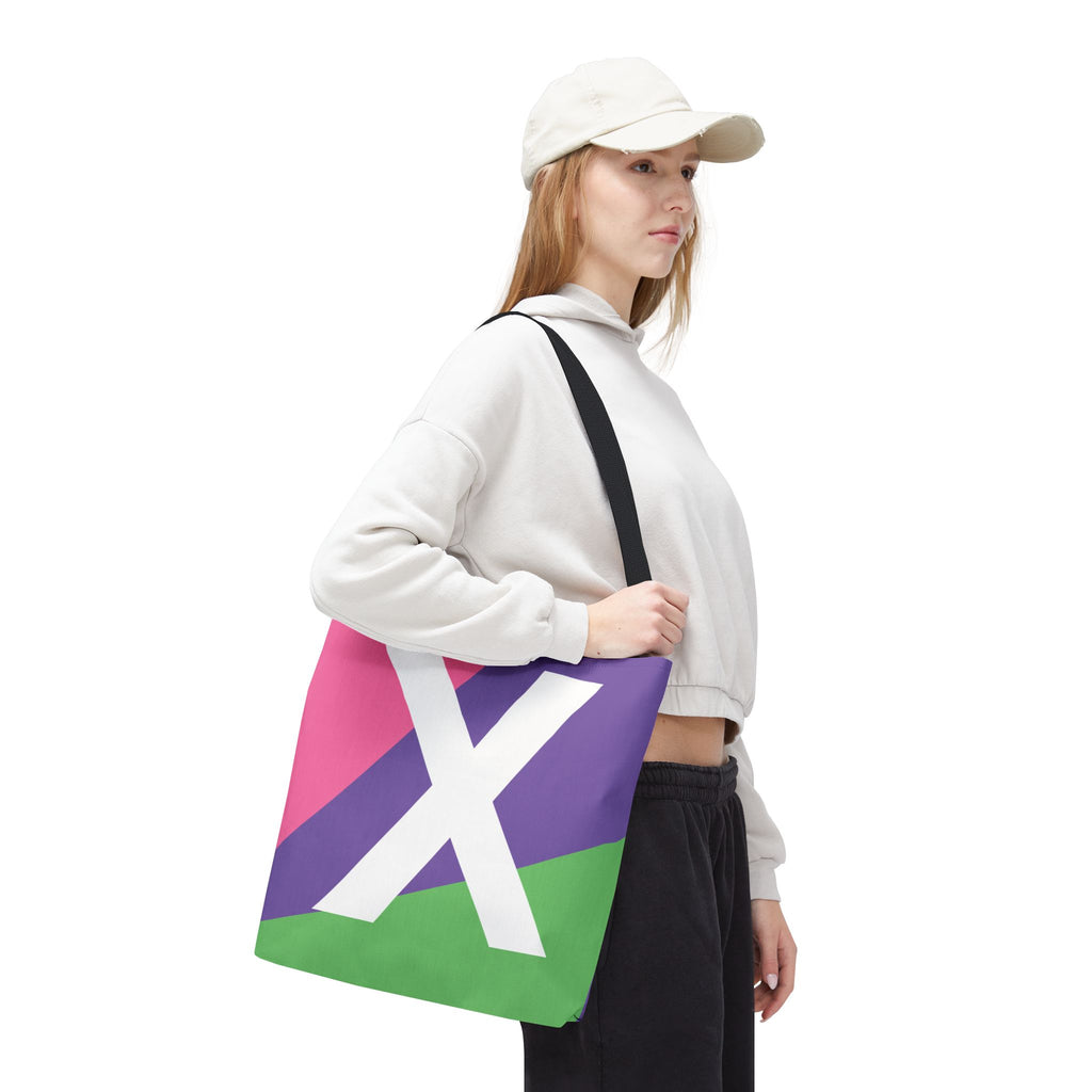 Monogram 'X' Colorblock Tote Bag — Personalized Initial X Shoulder Tote