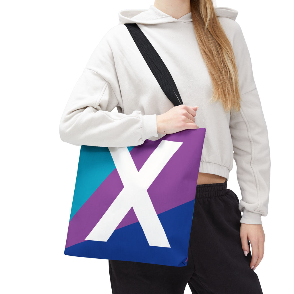 Monogram 'X' Colorblock Tote Bag — Personalized Initial X Shoulder Tote