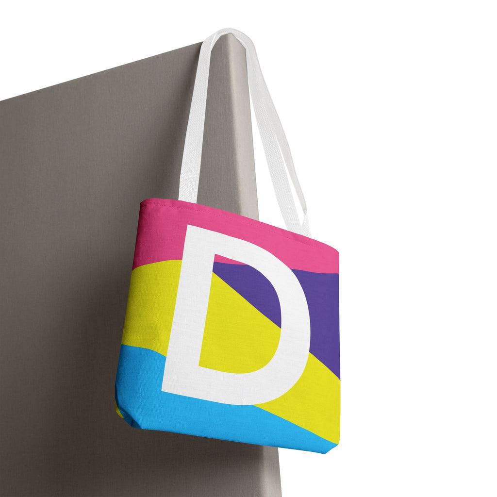 Monogram 'D' Colorblock Tote Bag — Personalized Initial D Shoulder Tote