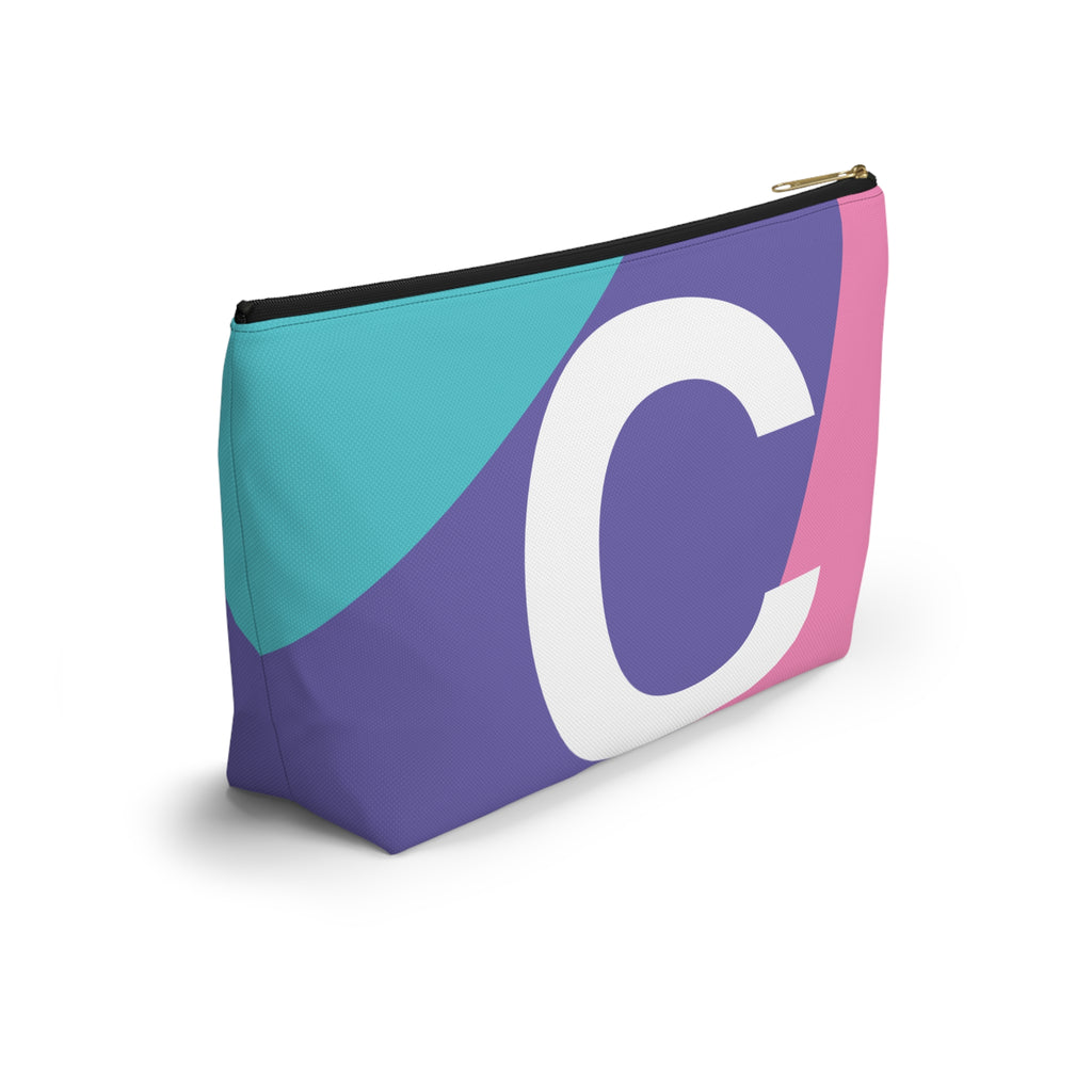 Initials Colorblock Accessory Pouch — Monogram C T-Bottom Cosmetic Bag