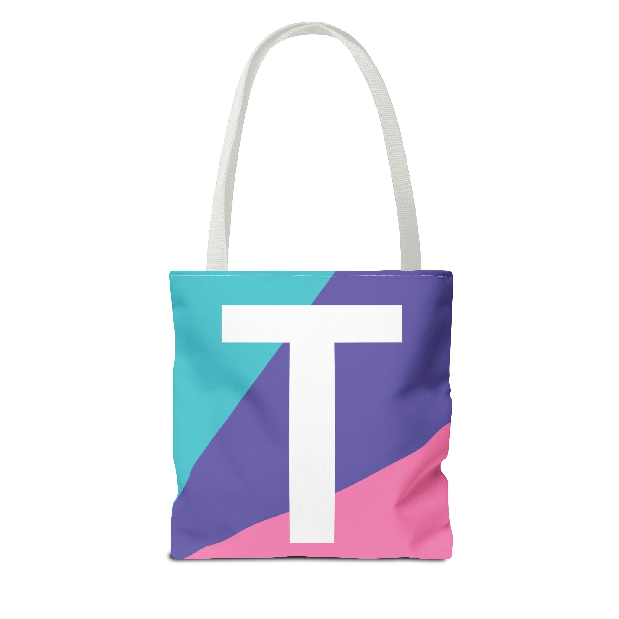 Monogram 'T' Colorblock Tote Bag — Personalized Initial T Shoulder Tote