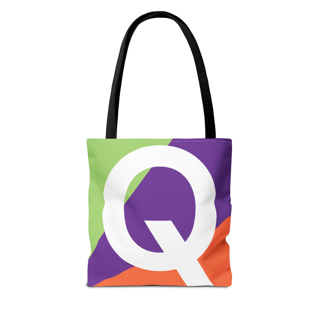 Monogram 'Q' Colorblock Tote Bag — Personalized Initial Q Shoulder Tote