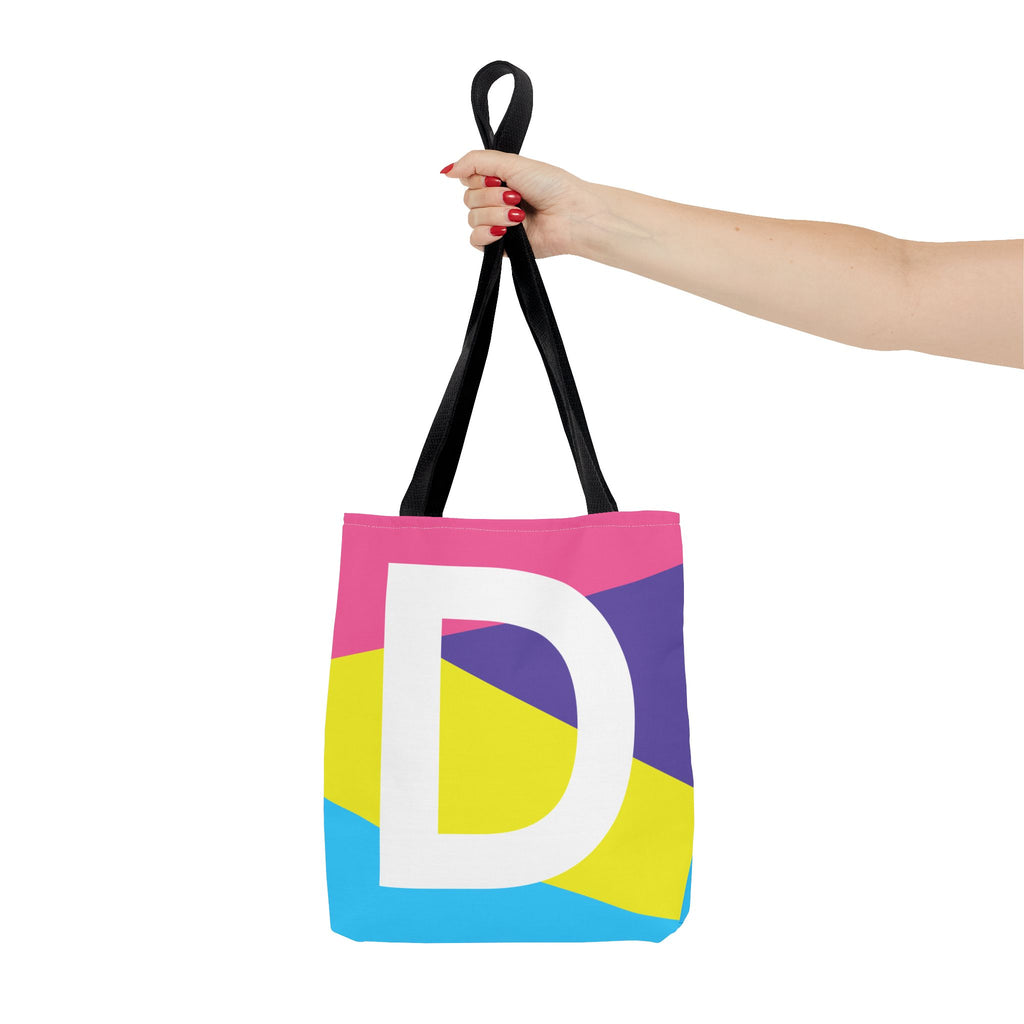 Monogram 'D' Colorblock Tote Bag — Personalized Initial D Shoulder Tote