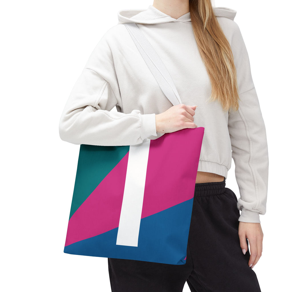 Monogram 'I' Colorblock Tote Bag — Personalized Initial I Shoulder Tote