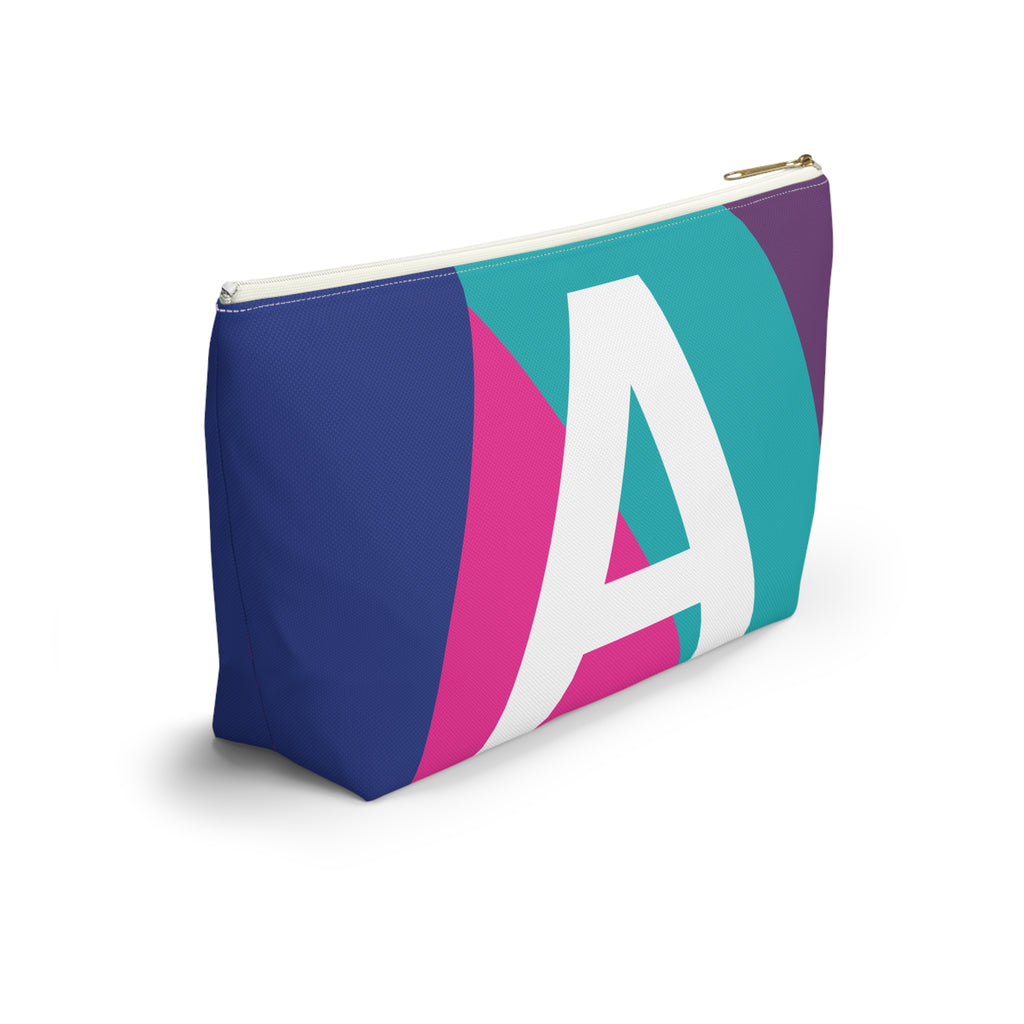 Initials Colorblock Accessory Pouch — Monogram A T-Bottom Cosmetic Bag