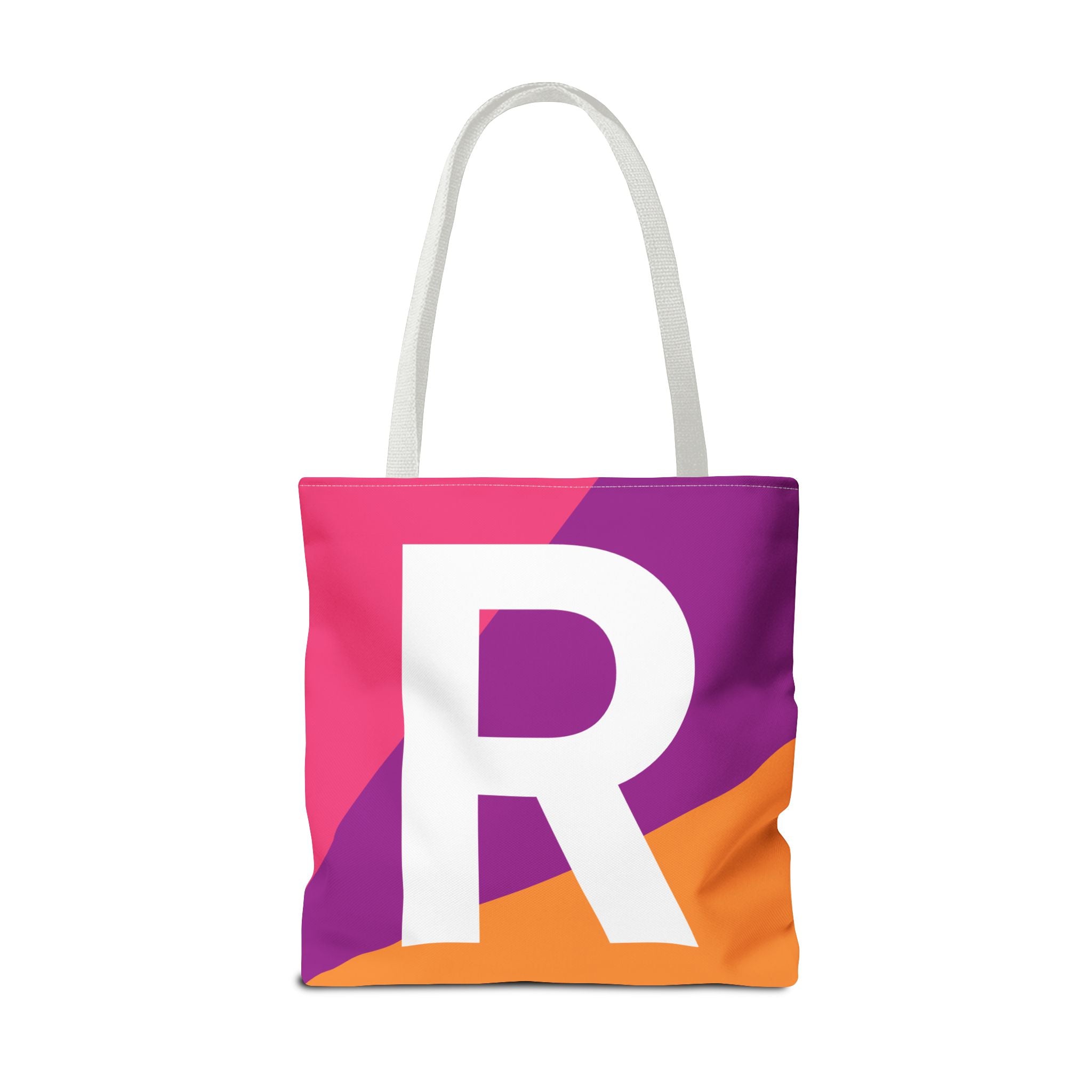 Monogram 'R' Colorblock Tote Bag — Personalized Initial R Shoulder Tote