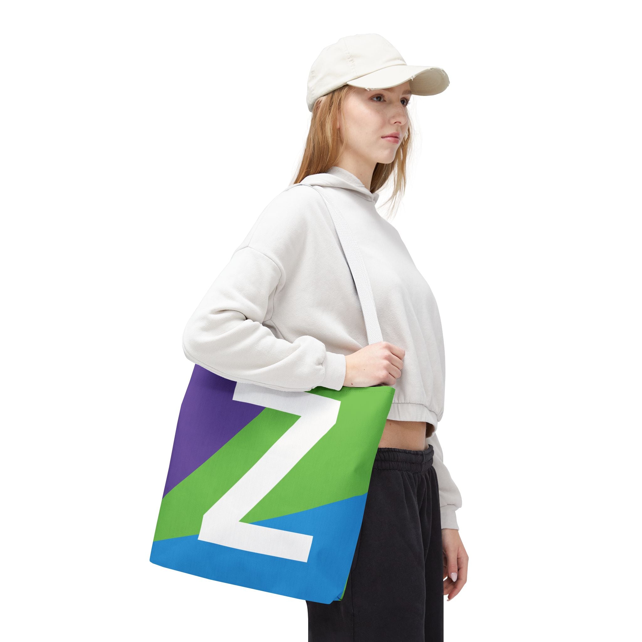 Monogram 'Z' Colorblock Tote Bag — Personalized Initial Z Shoulder Tote