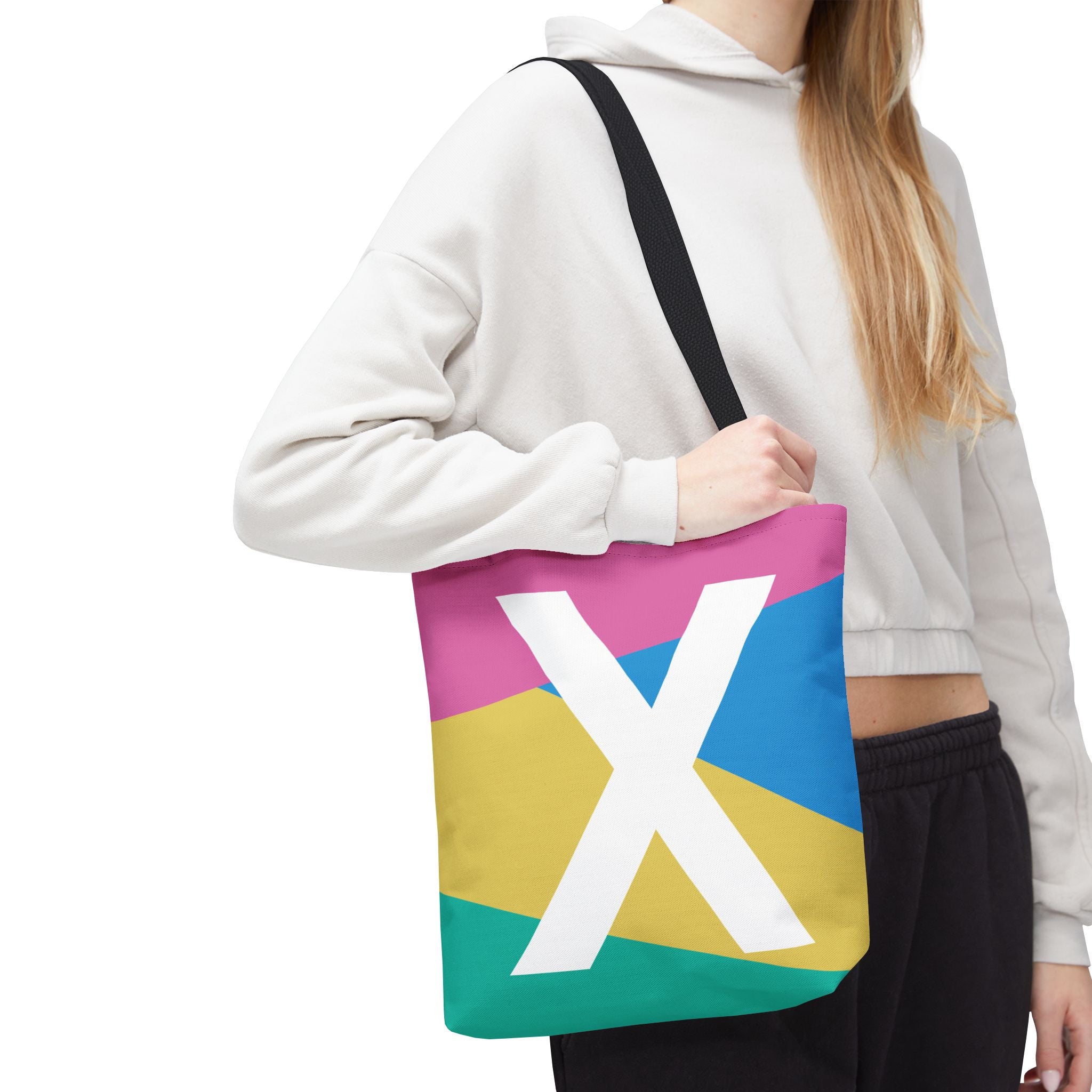 Monogram 'X' Colorblock Tote Bag — Personalized Initial X Shoulder Tote