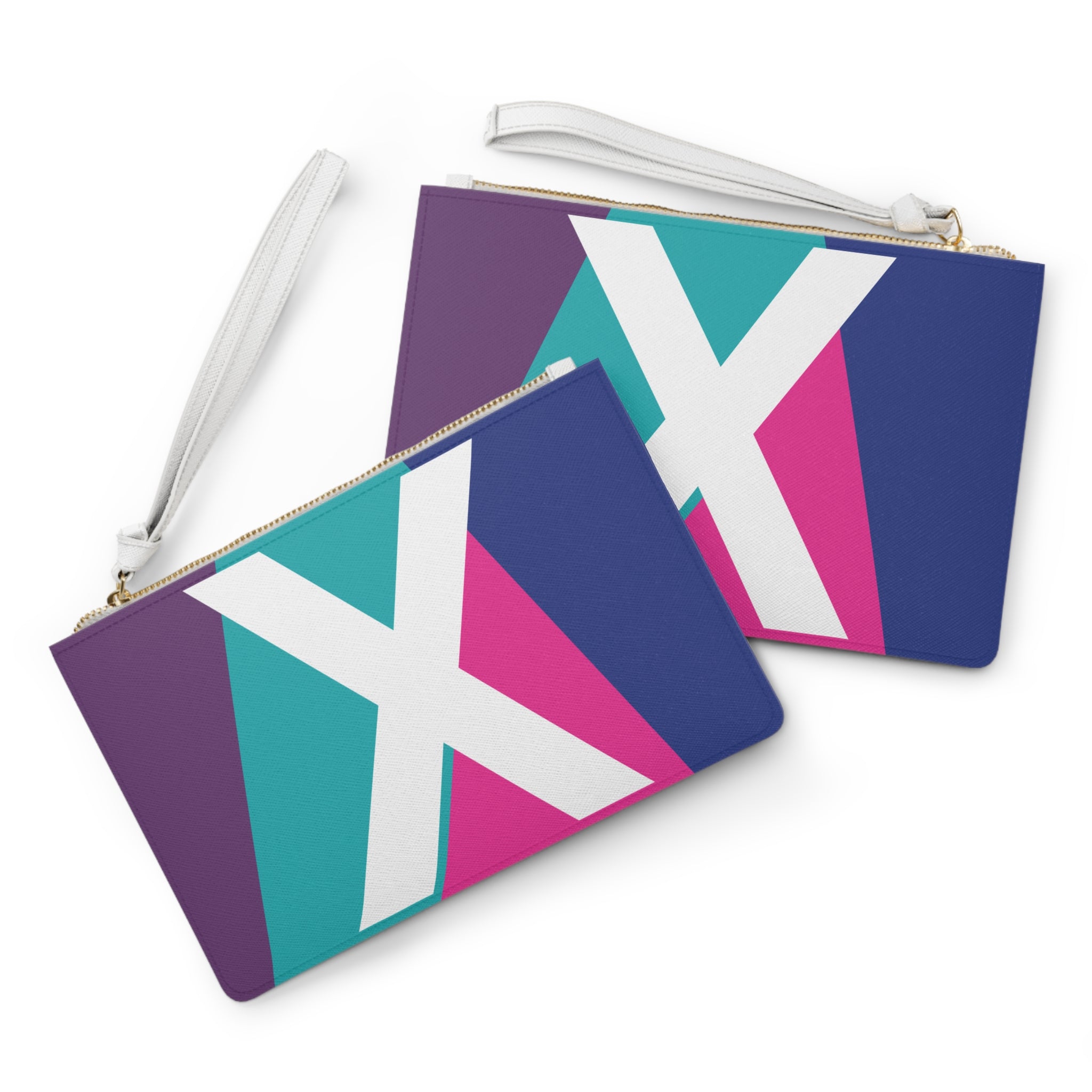 Monogram 'X' Colorblock Clutch Bag — Bold Geometric Wristlet for Everyday & Gifts