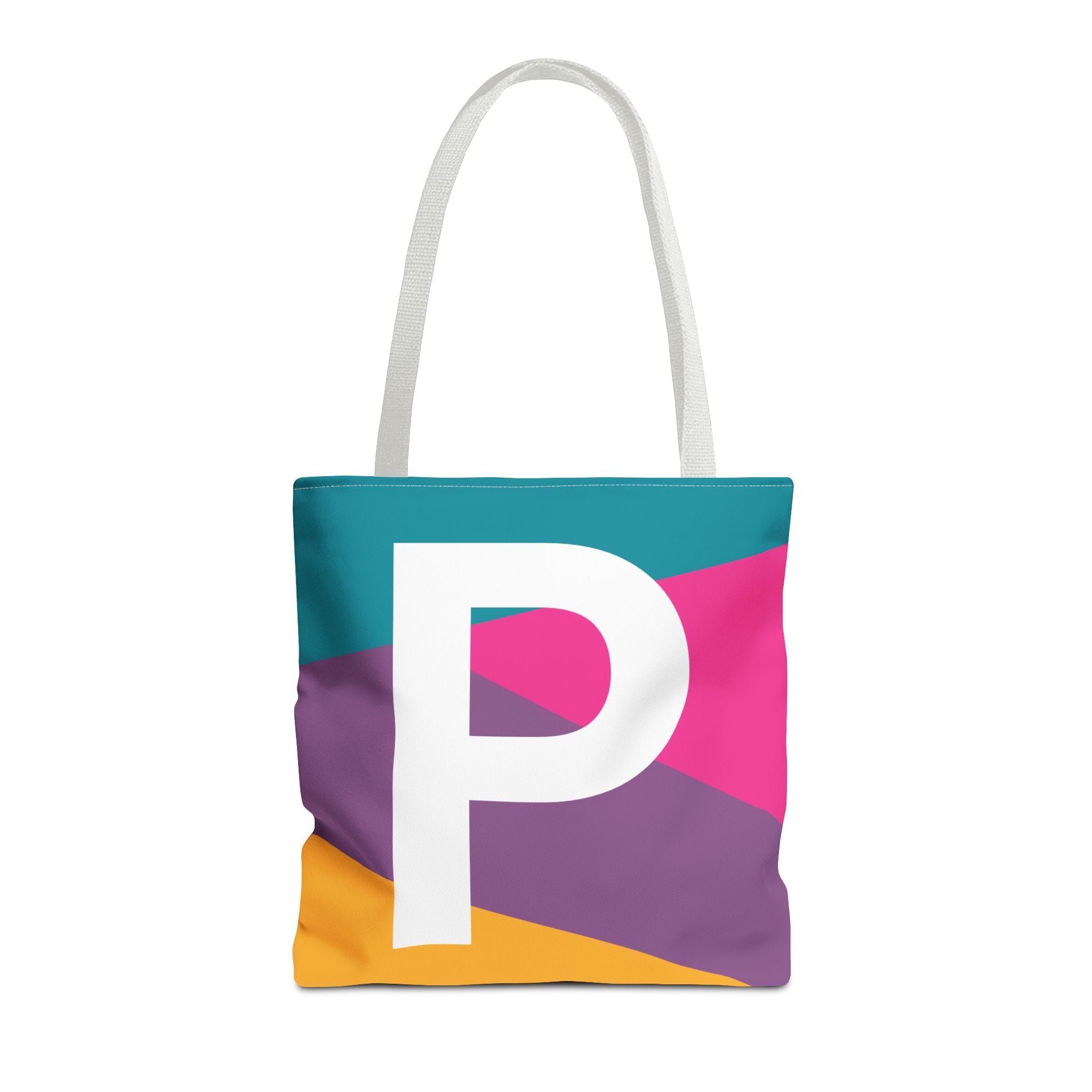 Monogram 'P' Colorblock Tote Bag — Personalized Initial P Shoulder Tote
