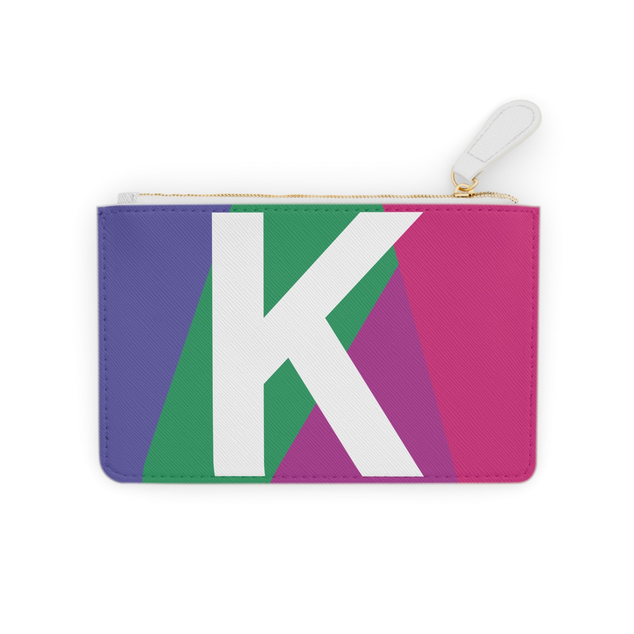 Initial K Mini Clutch — Colorblock Monogram Wristlet Wallet