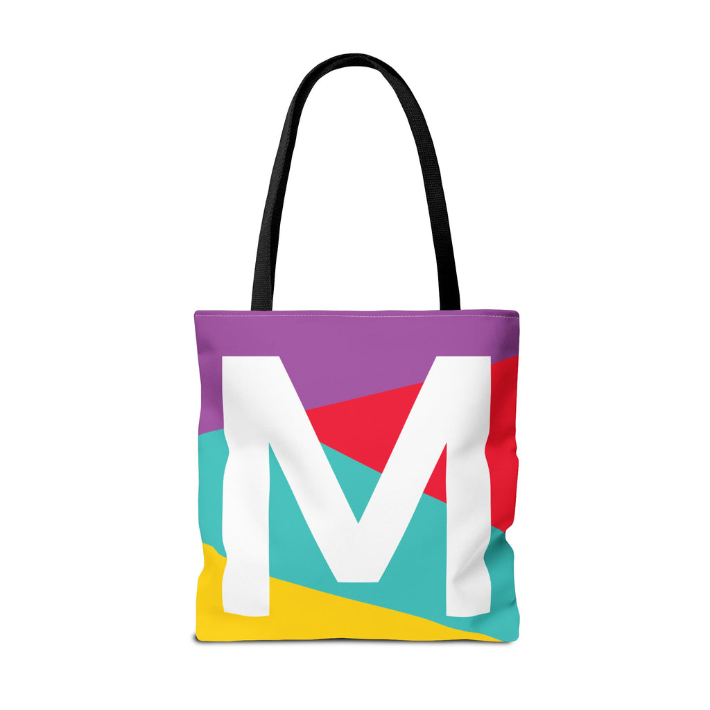 Monogram 'M' Colorblock Tote Bag — Personalized Initial M Shoulder Tote