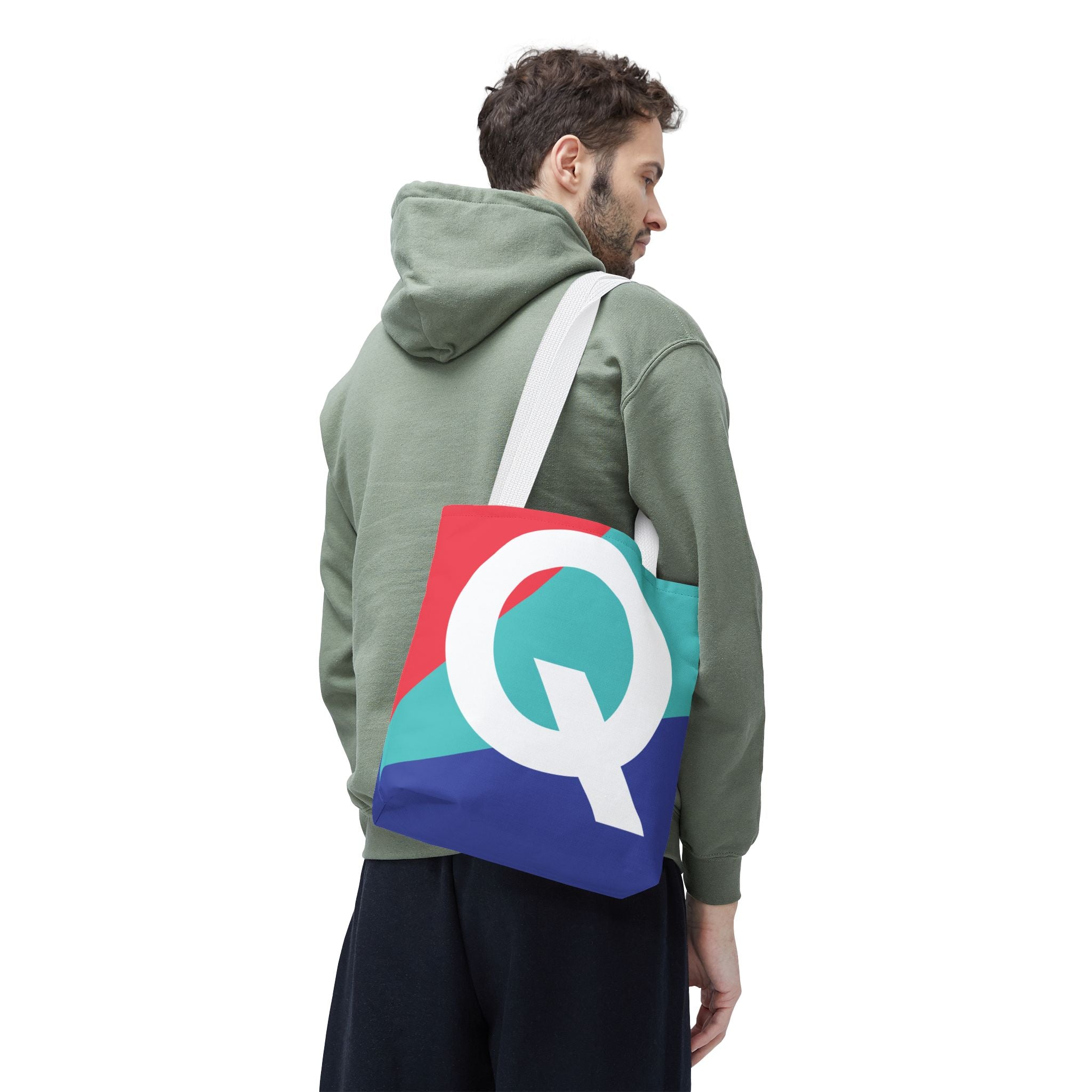 Monogram 'Q' Colorblock Tote Bag — Personalized Initial Q Shoulder Tote