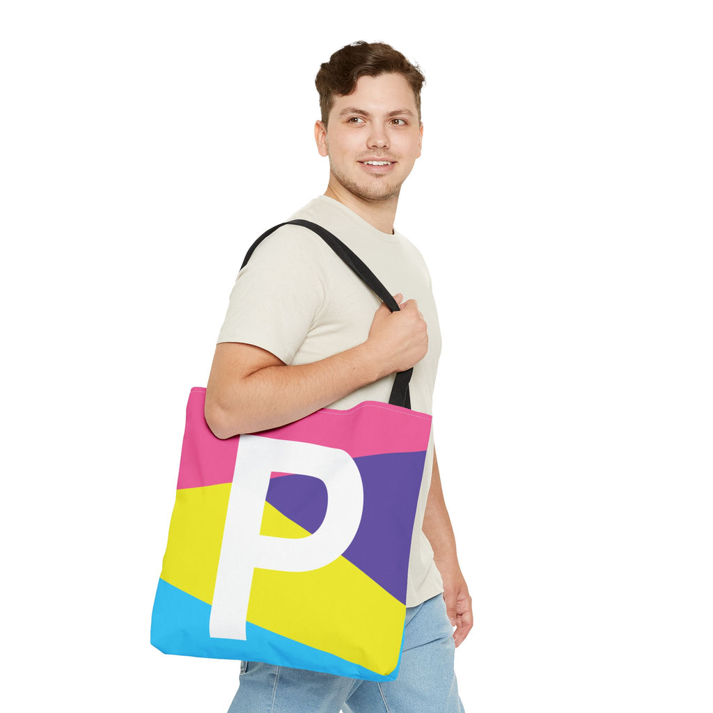 Monogram 'P' Colorblock Tote Bag — Personalized Initial P Shoulder Tote