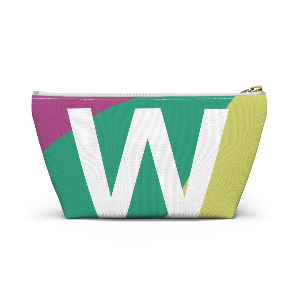 Initials Colorblock Accessory Pouch — Monogram W T-Bottom Cosmetic Bag