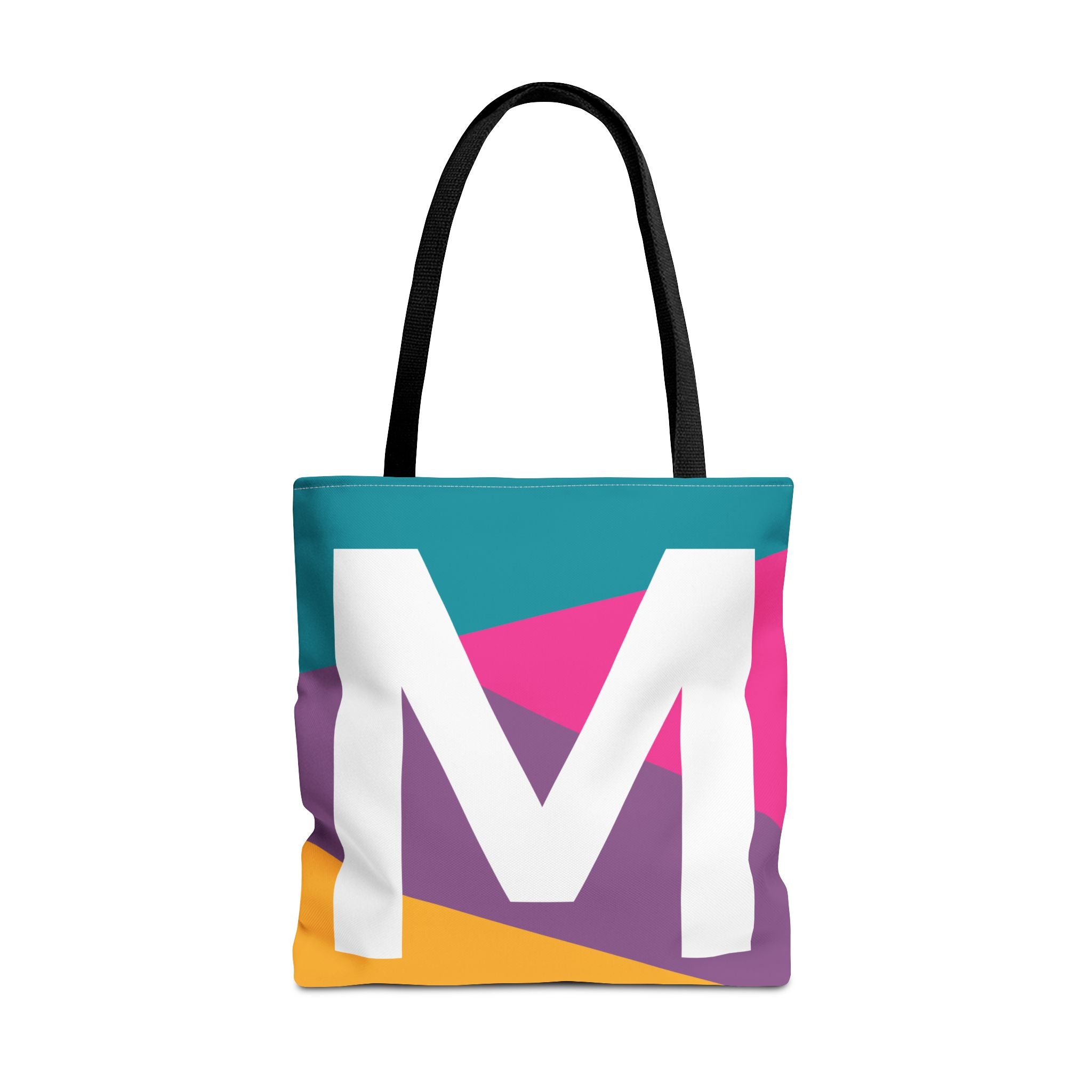 Monogram 'M' Colorblock Tote Bag — Personalized Initial M Shoulder Tote